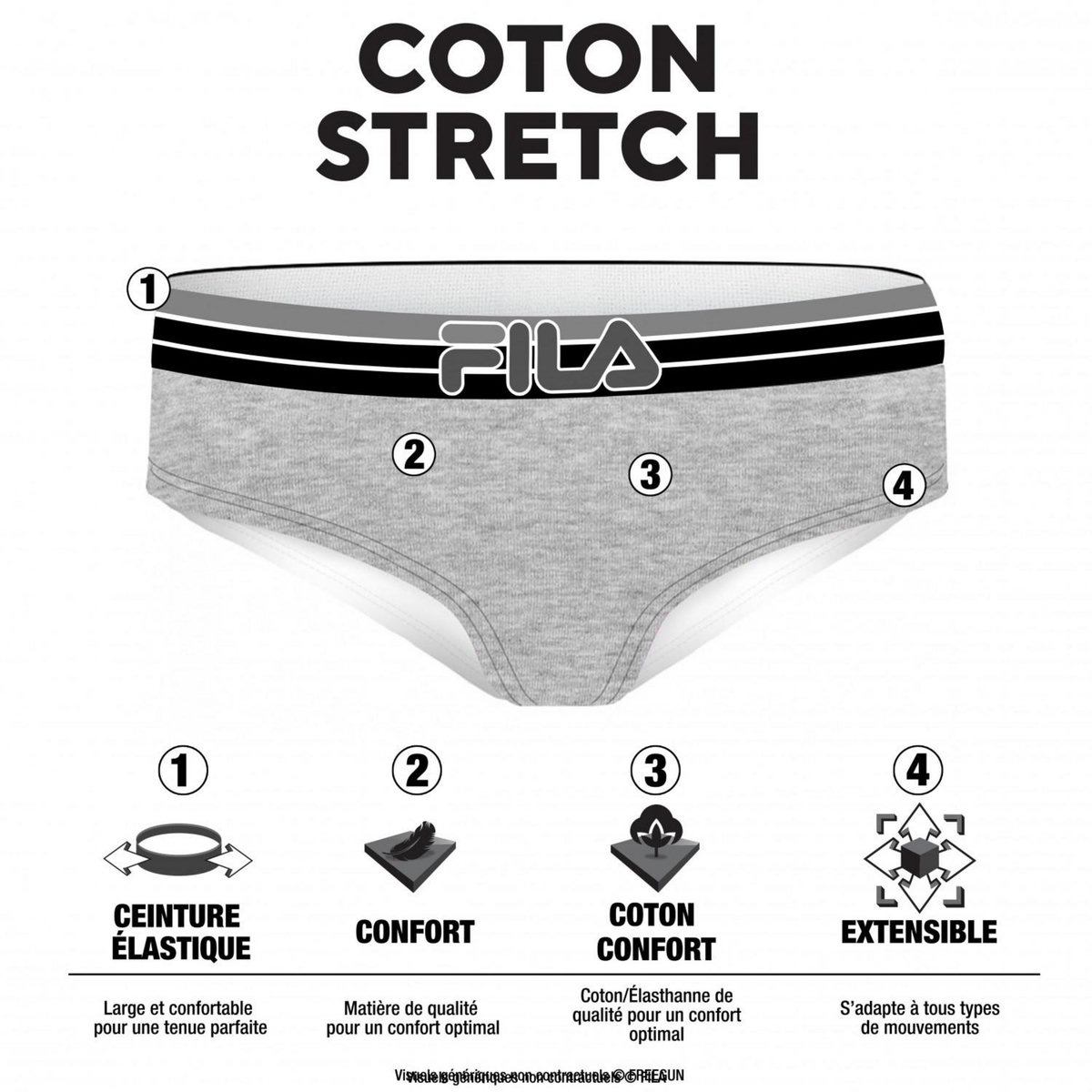 FILA Pack Surprise de 4 Boxers coton femme