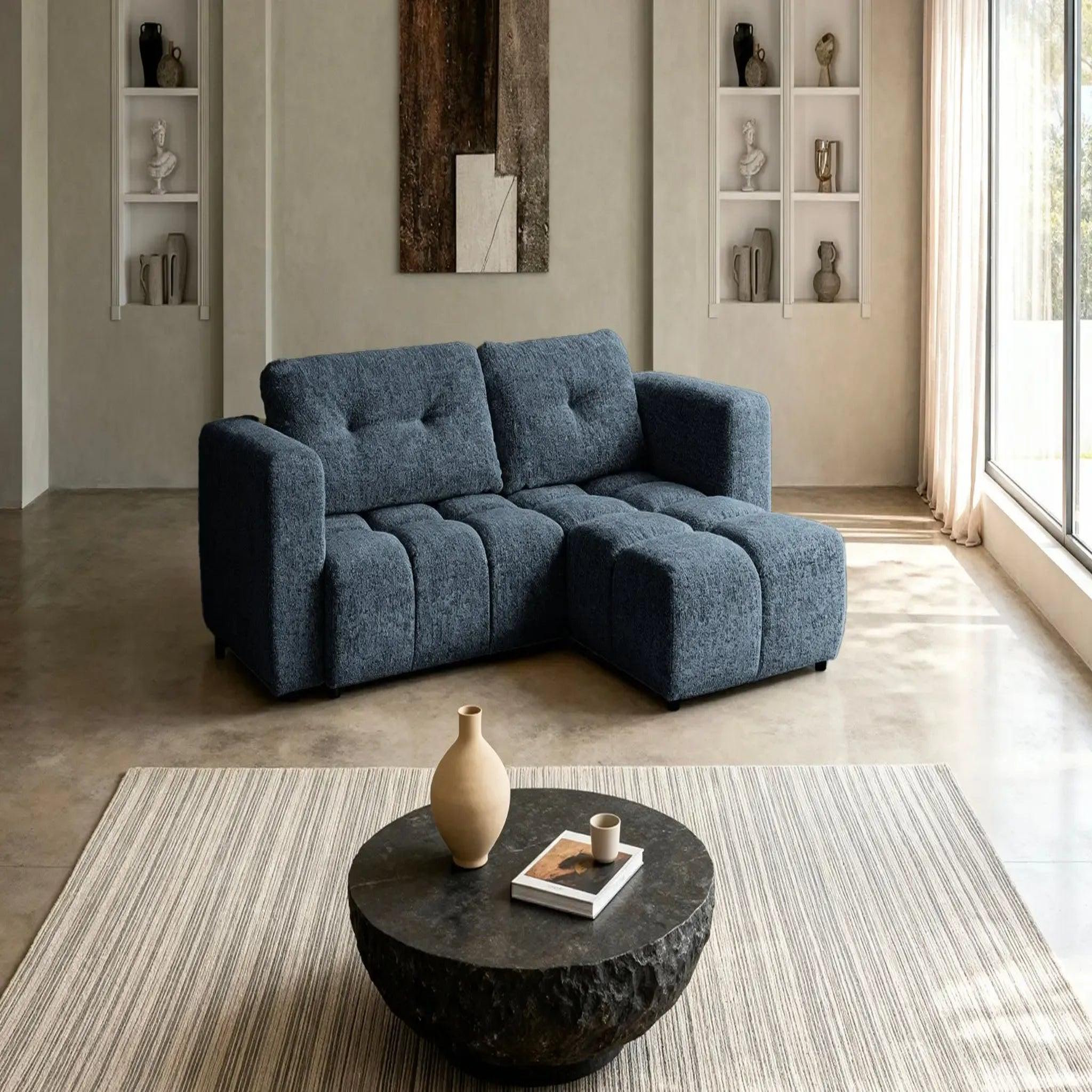 Voir la diapositive 2 : CASANOVA PARIS Romy 3 places - canapé d'angle convertible tissu chenille 3 places