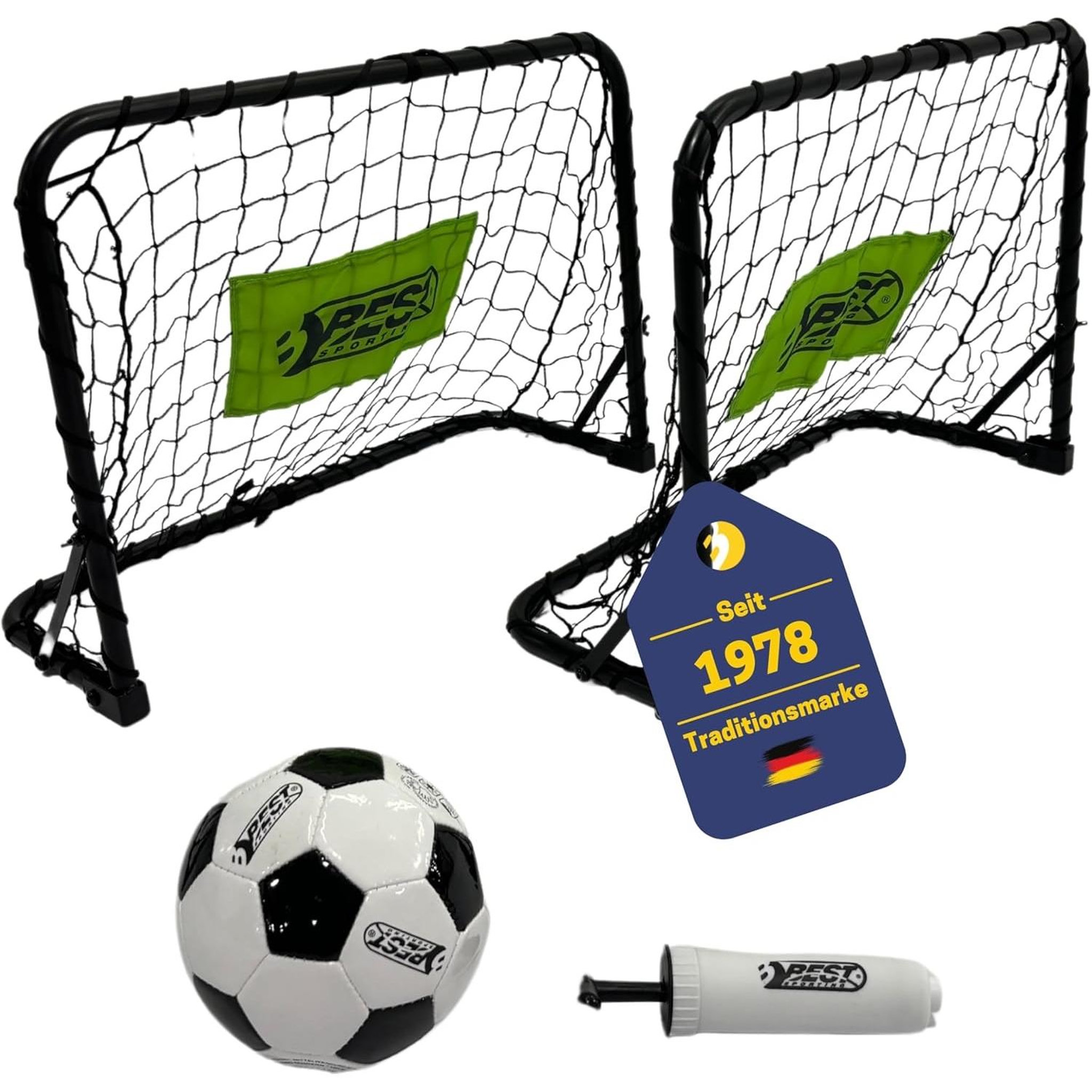 BEST SPORTING 2 Mini-goal de football avec un ballon & une mini-pompe
