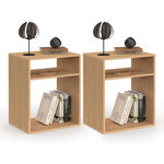 ID MARKET Lot de 2 tables de chevet NORA avec rangements ouverts effet lattes et bois