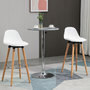 Voir la diapositive 2 : HOMCOM Tabourets de bar style scandinave - lot de 2 tabourets de bar avec repose-pieds - piètement bois de hêtre assise PU blanc