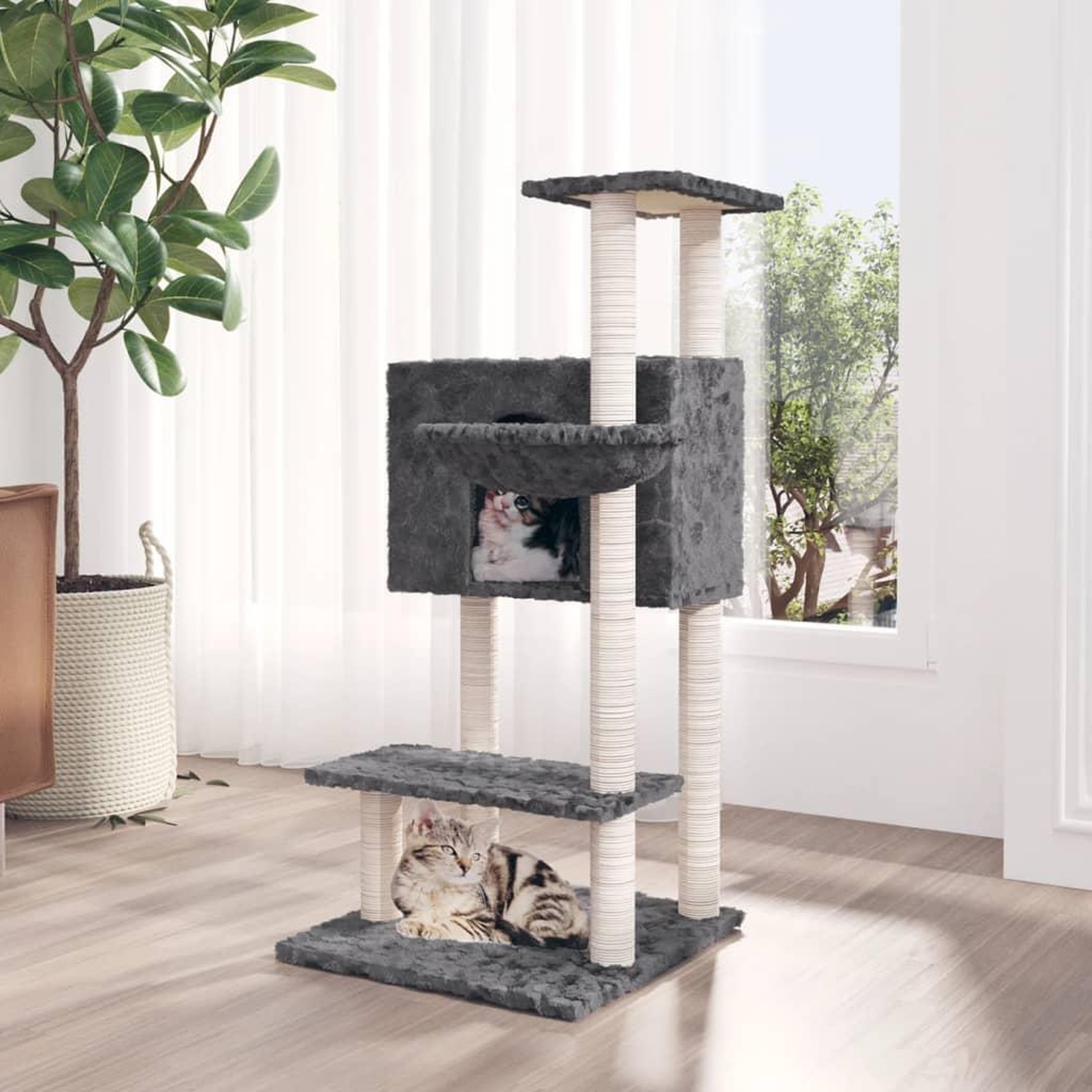 VIDAXL Arbre a chat avec griffoirs en sisal Gris fonce 108,5 cm