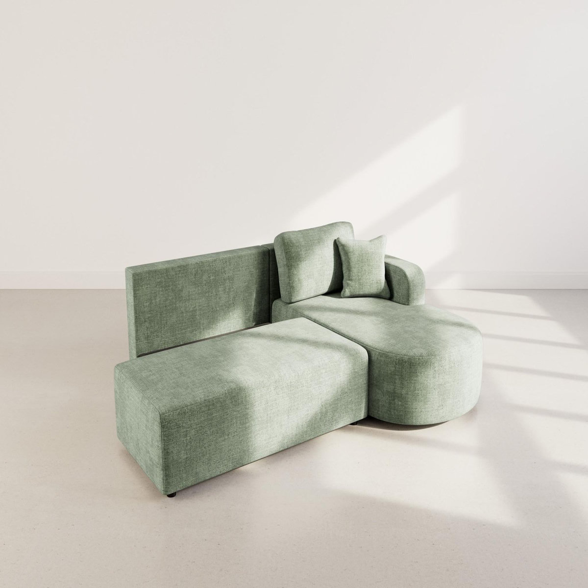 BEST MOBILIER Miro - canapé d'angle droit 4 places convertible avec coffre en velours texturé