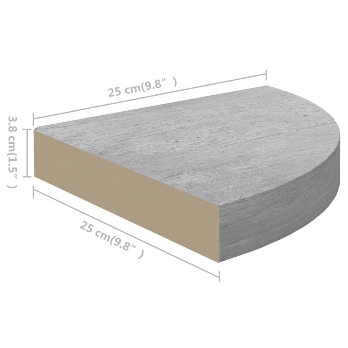 VIDAXL Etageres d'angle murales 4 pcs Gris beton 25x25x3,8 cm MDF