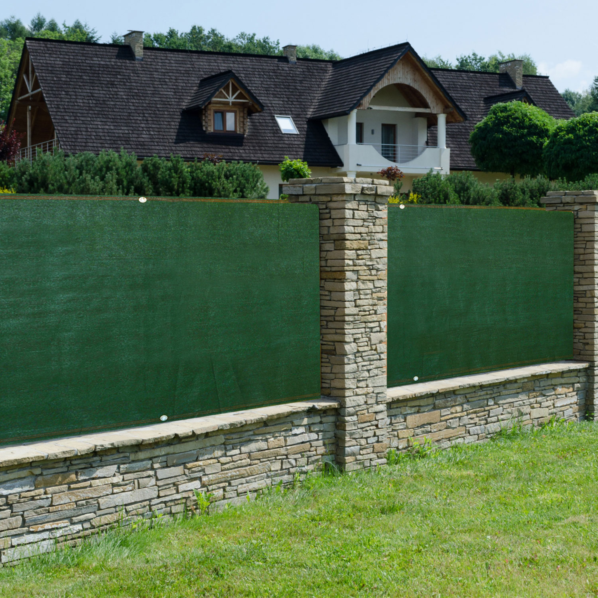 Voir la diapositive 5 : ID MARKET Brise vue ultra résistant 1,2 x 10 m vert 400 gr/m² haut de gamme