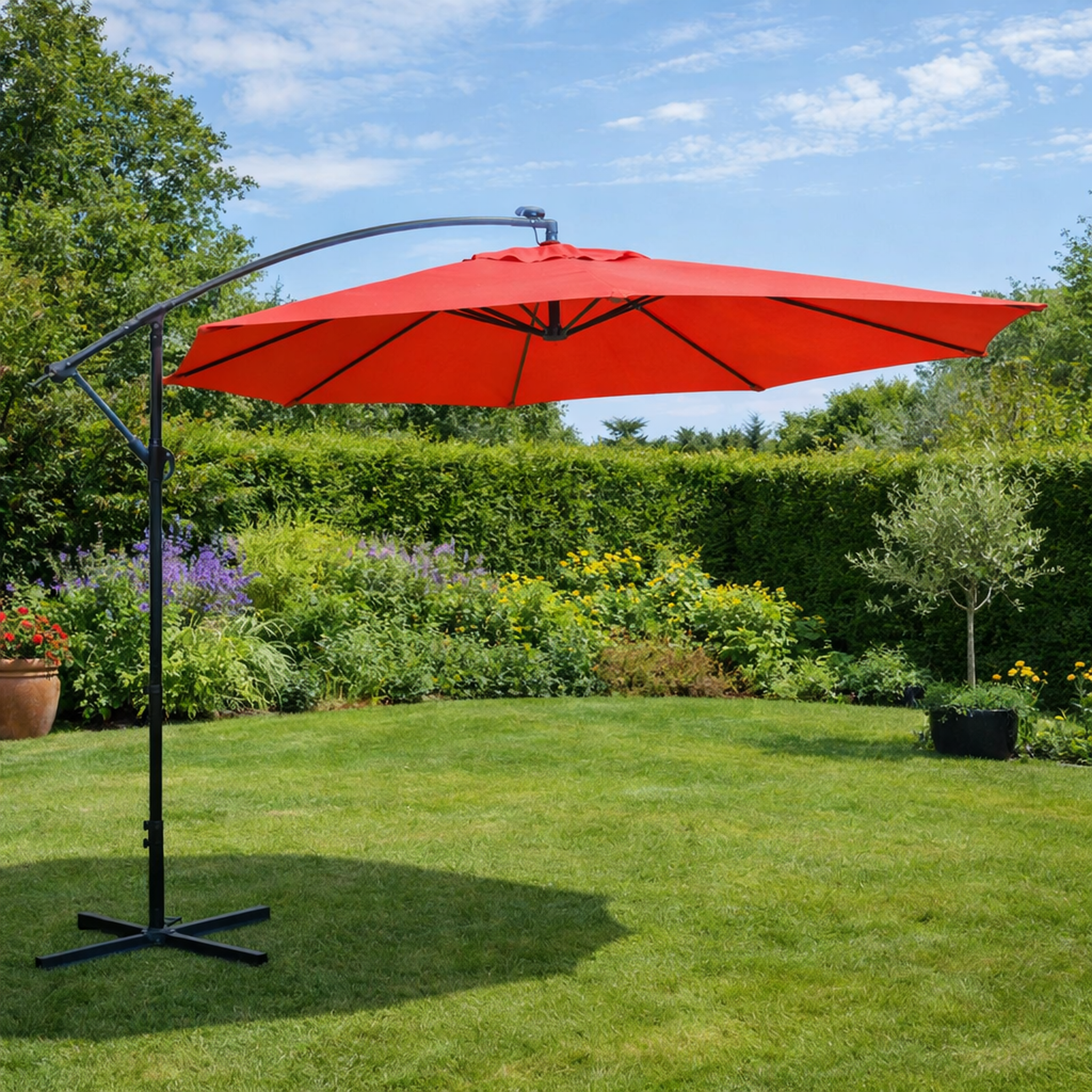 Voir la diapositive 2 : CONCEPT USINE Parasol terracotta droit carré 3 x 3 m led solenzara