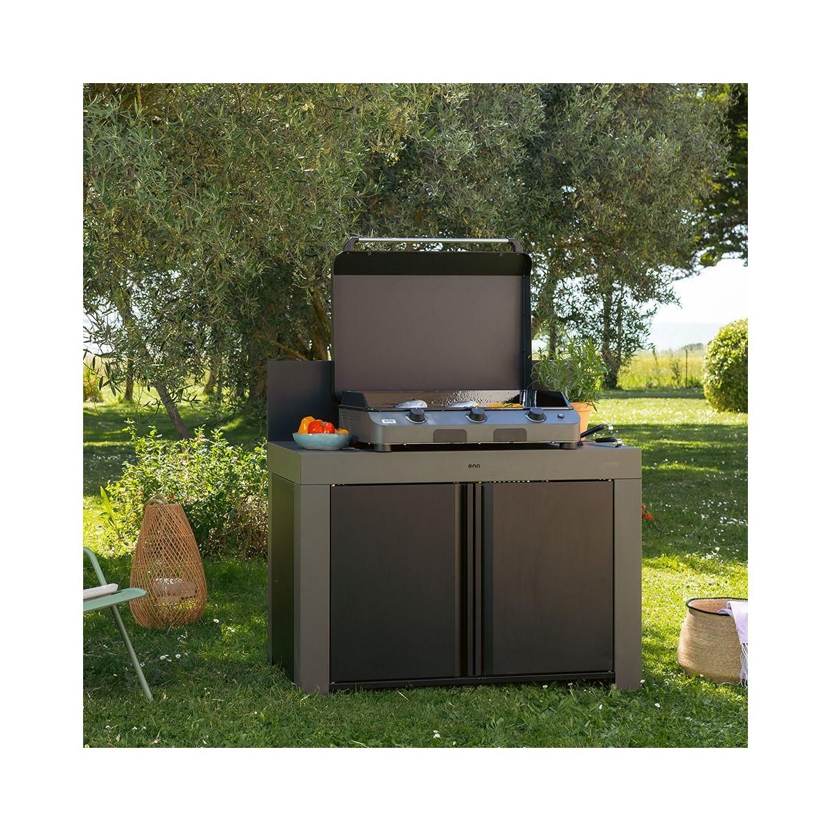 Eno Plancha gaz FUSION 75 Gris cargo 3 brûleurs à poser, 74x40 cm