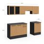 Voir la diapositive 5 : ID MARKET Cuisine complète 240 cm SUBTIL avec vitrine + plan de travail 7 éléments bois et noir