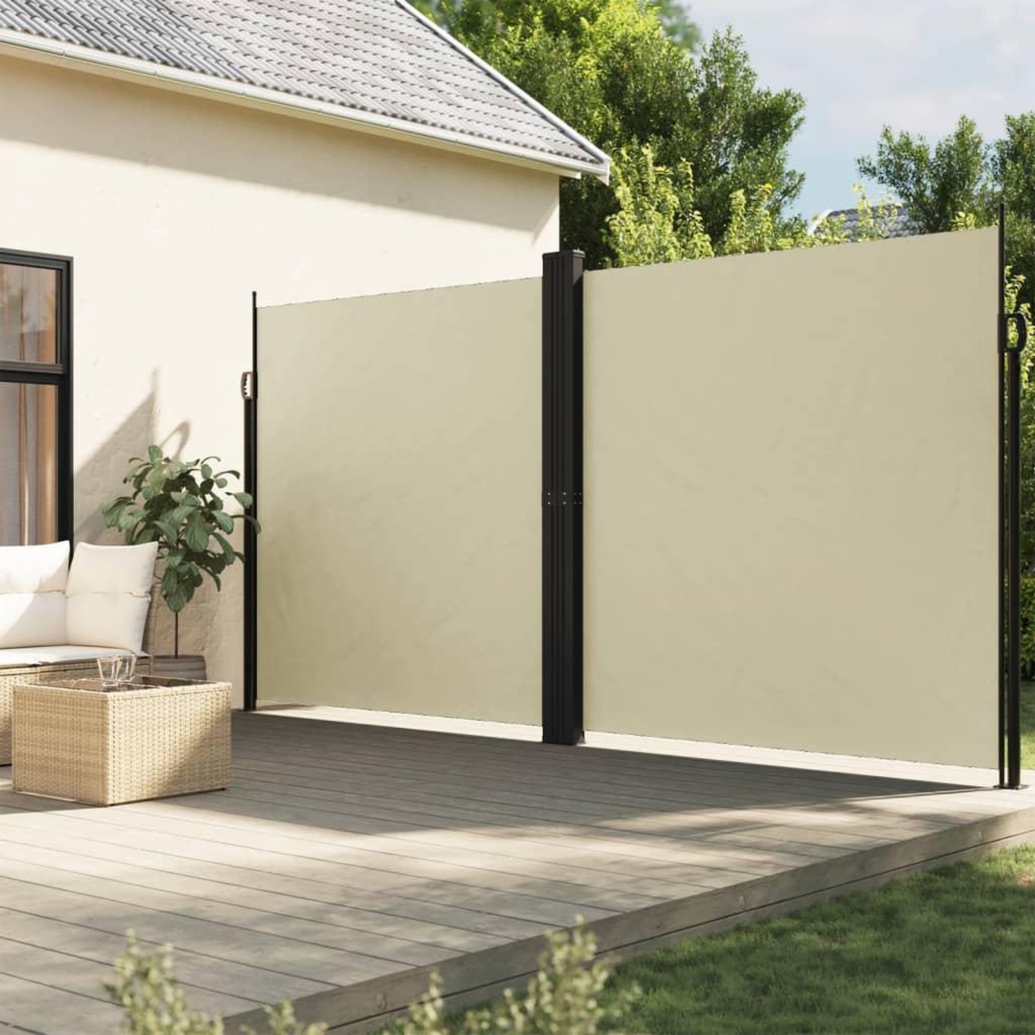 VIDAXL Auvent lateral retractable creme 200x1000 cm
