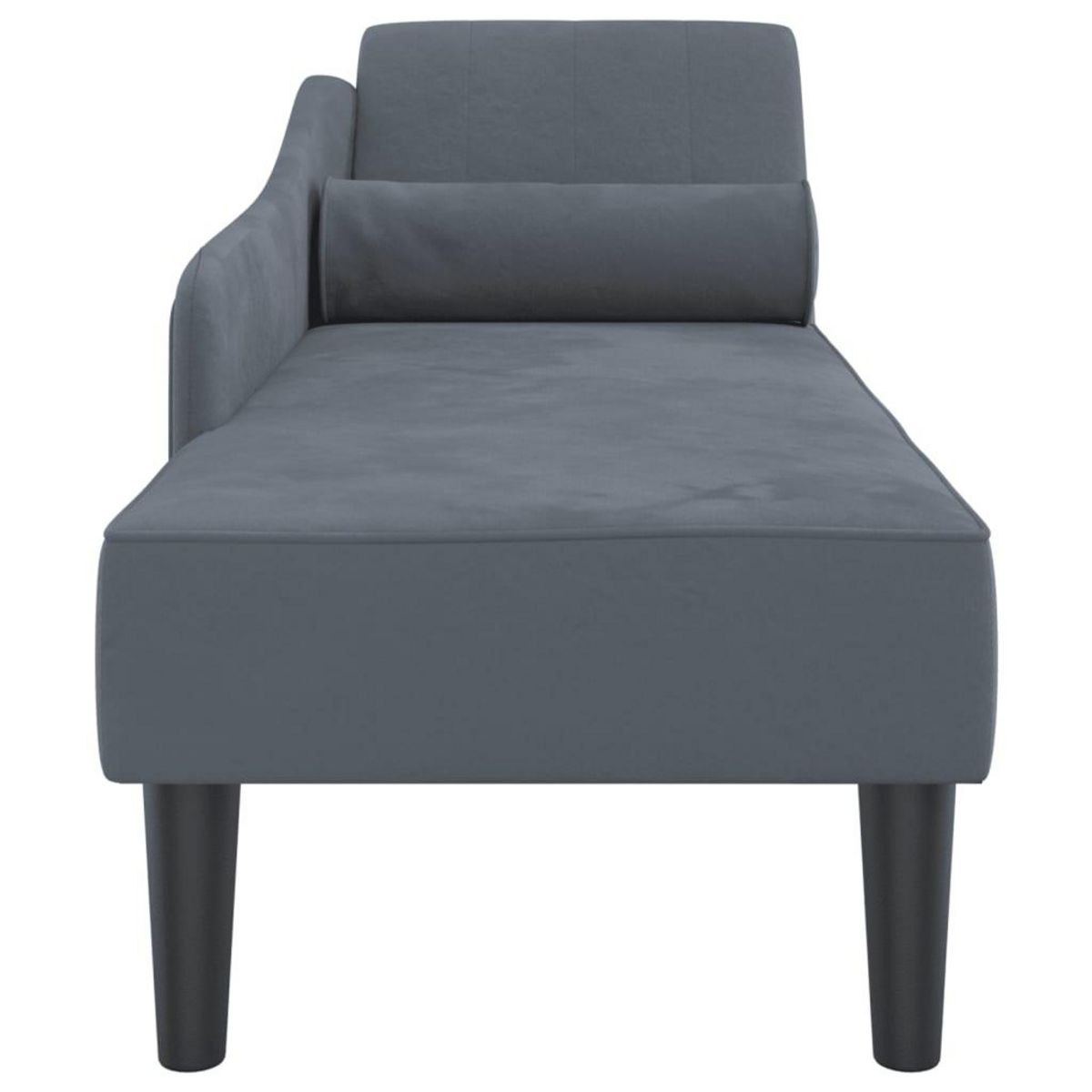 VIDAXL Chaise longue avec coussins gris fonce velours