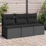 Voir la diapositive 1 : VIDAXL Canape de jardin avec coussins 3 places noir resine tressee