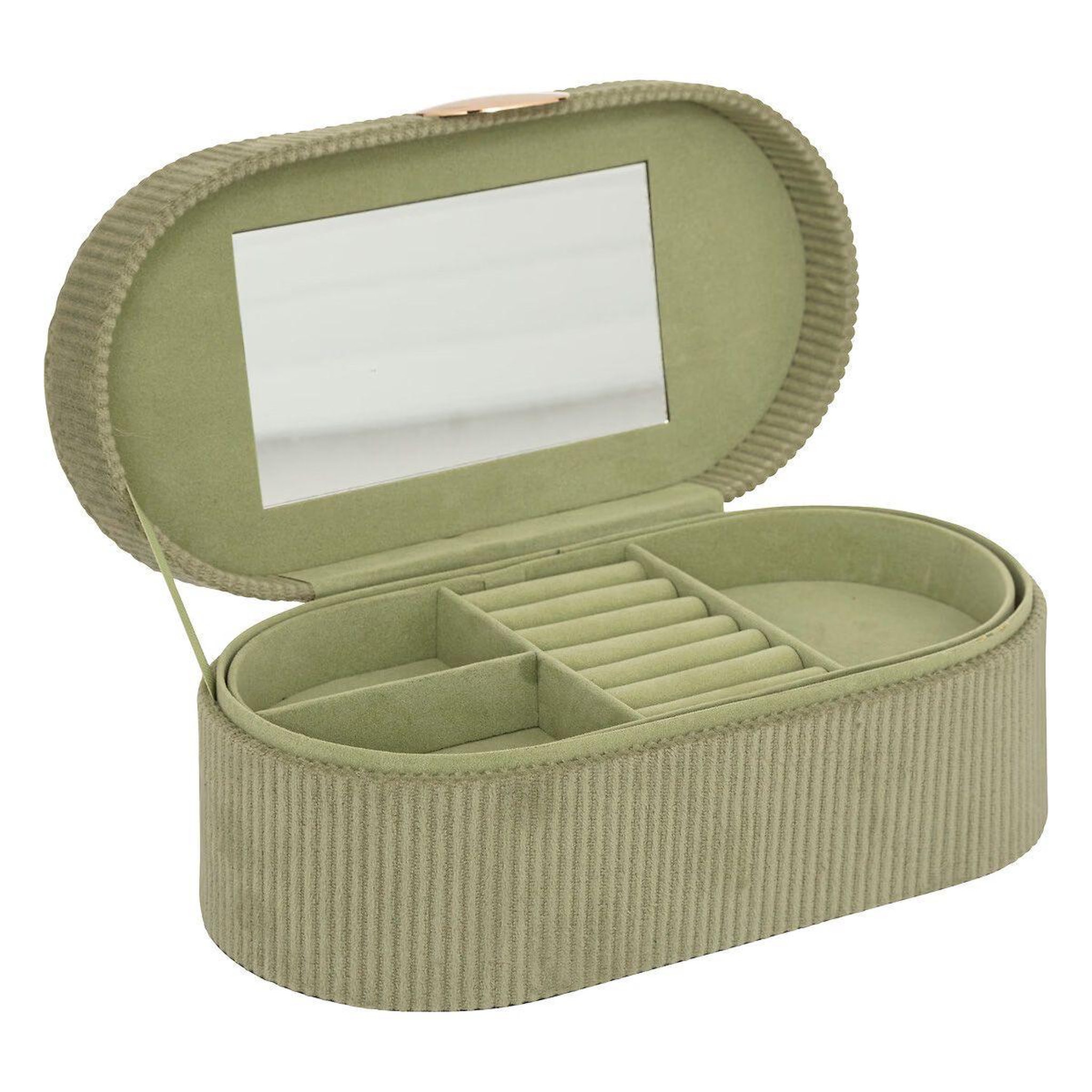 Voir la diapositive 2 : ATMOSPHERA Boîte à bijoux en velours  enya  25cm vert kaki