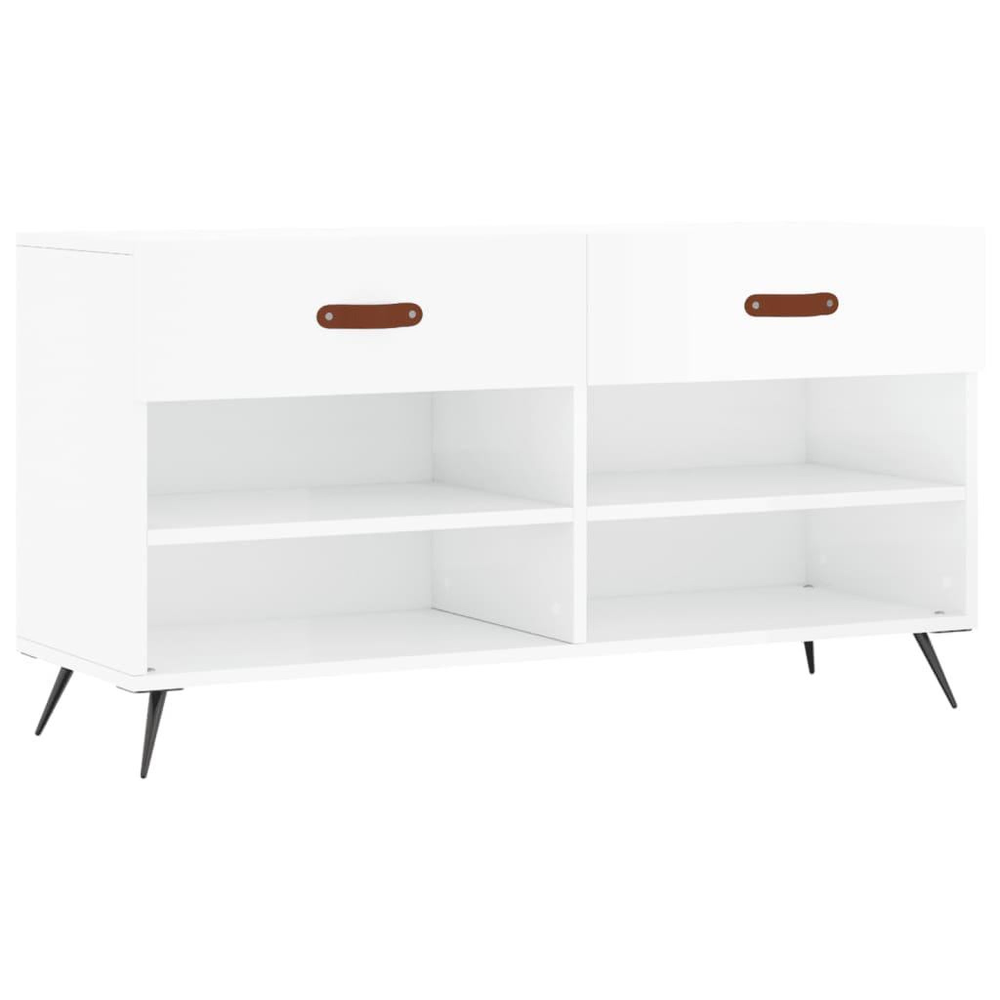 Voir la diapositive 2 : VIDAXL Banc a chaussures blanc brillant 102x35x55 cm bois d'ingenierie