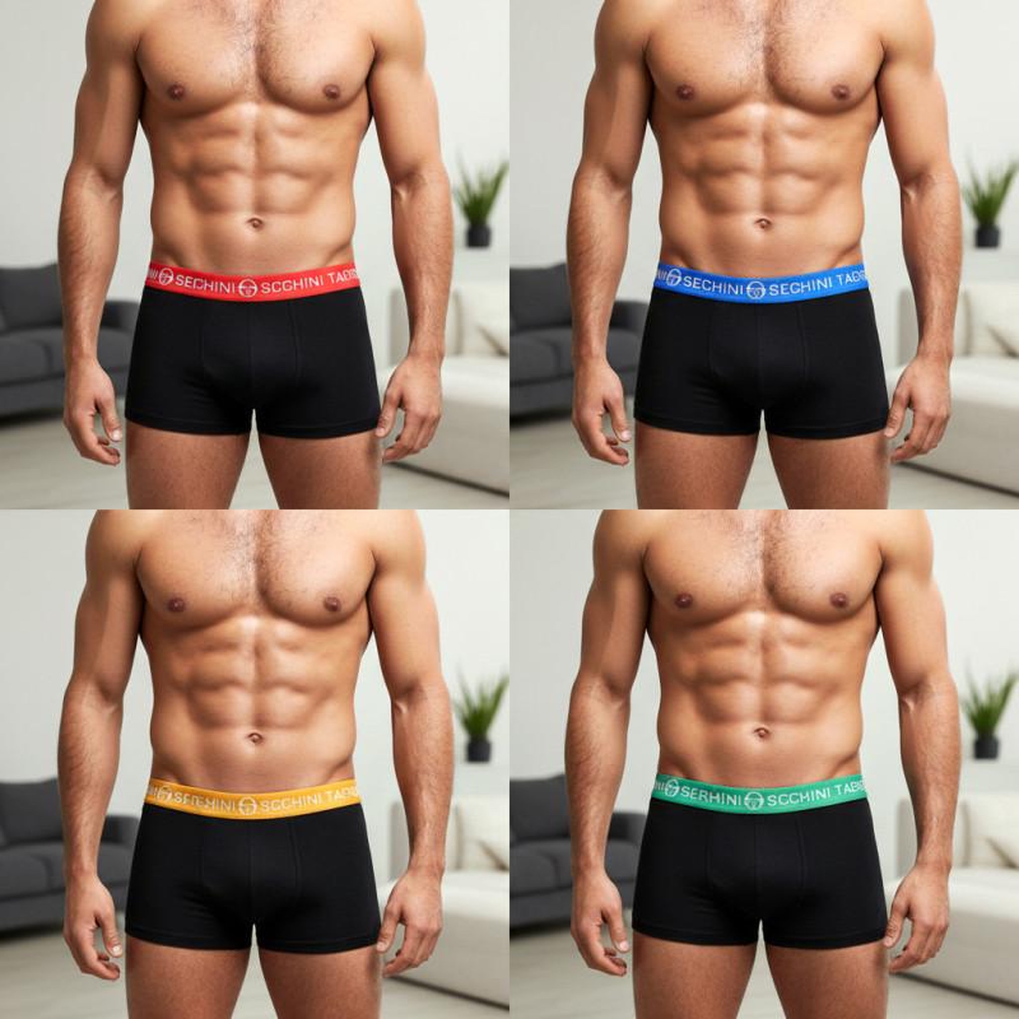 Voir la diapositive 4 : SERGIO TACCHINI Sergio Tacchini Pack de Boxers Homme Lot de 4