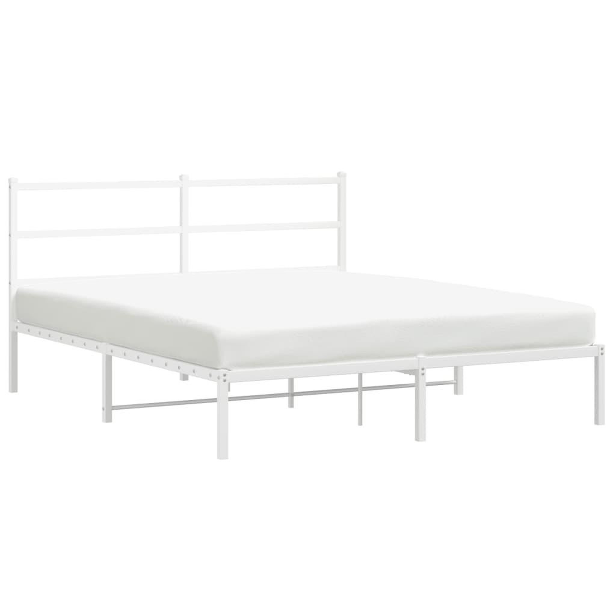 Voir la diapositive 2 : VIDAXL Cadre de lit metal sans matelas et tete de lit blanc 150x200 cm