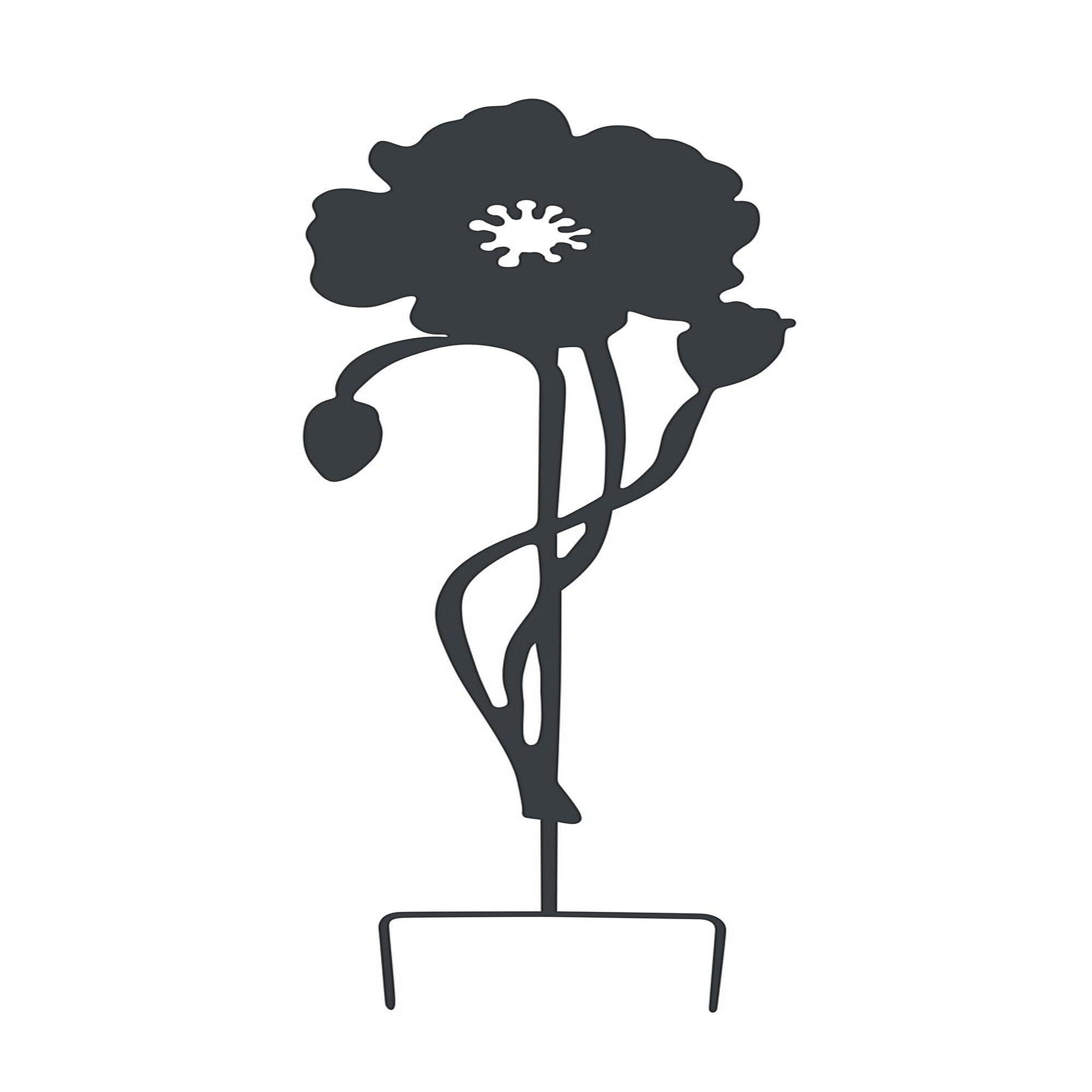 CENTRALE BRICO Déco en métal à planter Coquelicot - 22x70 cm - anthracite