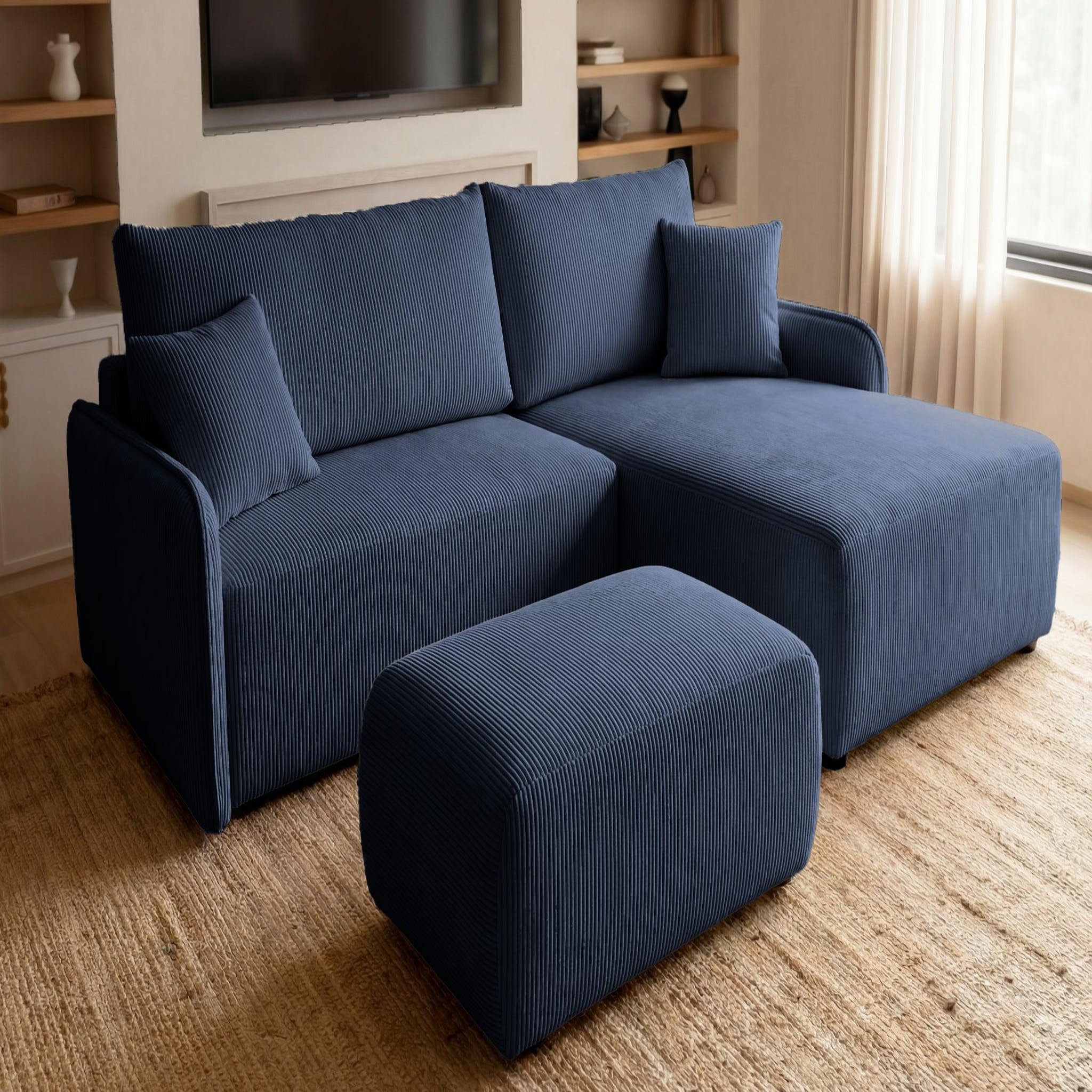 Voir la diapositive 4 : CASANOVA PARIS Sacha - pouf en velours côtelé 105x57x40