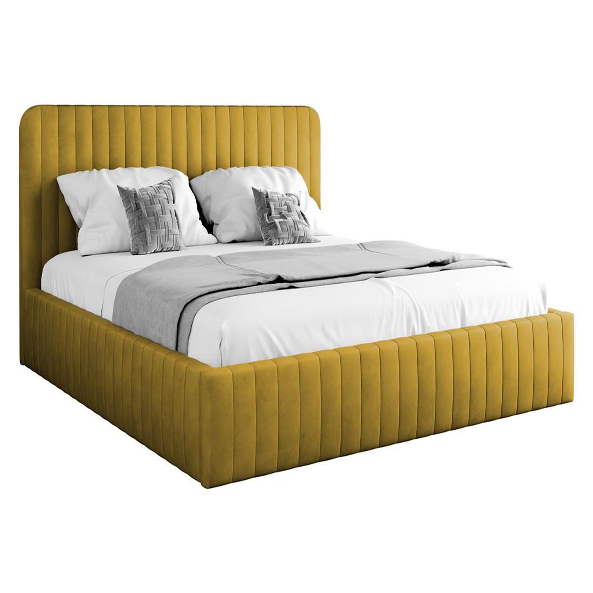 Voir la diapositive 2 : BEST MOBILIER Stuart - lit coffre - 180x200 cm - sommier inclus - en velours