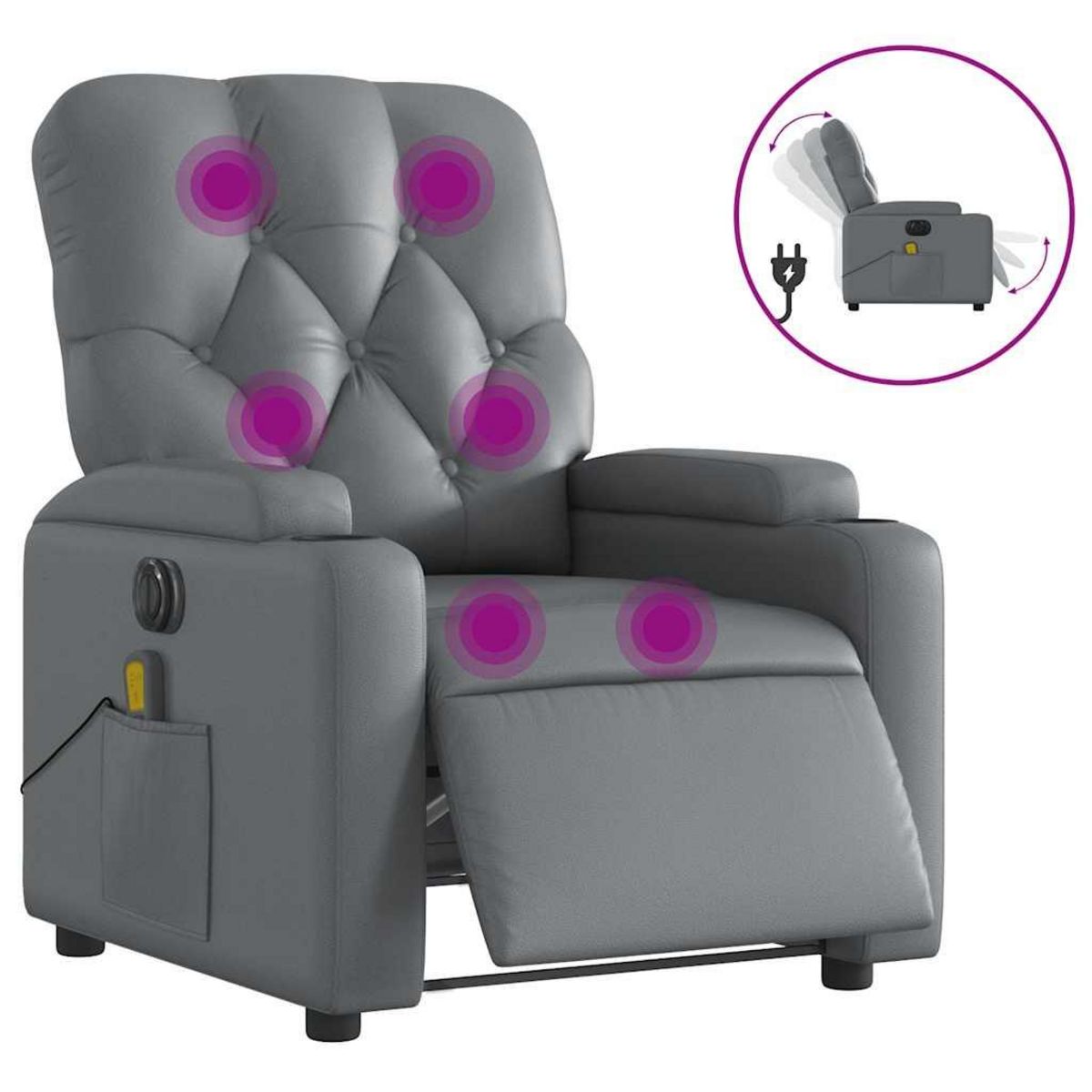 VIDAXL Fauteuil de massage inclinable electrique gris similicuir