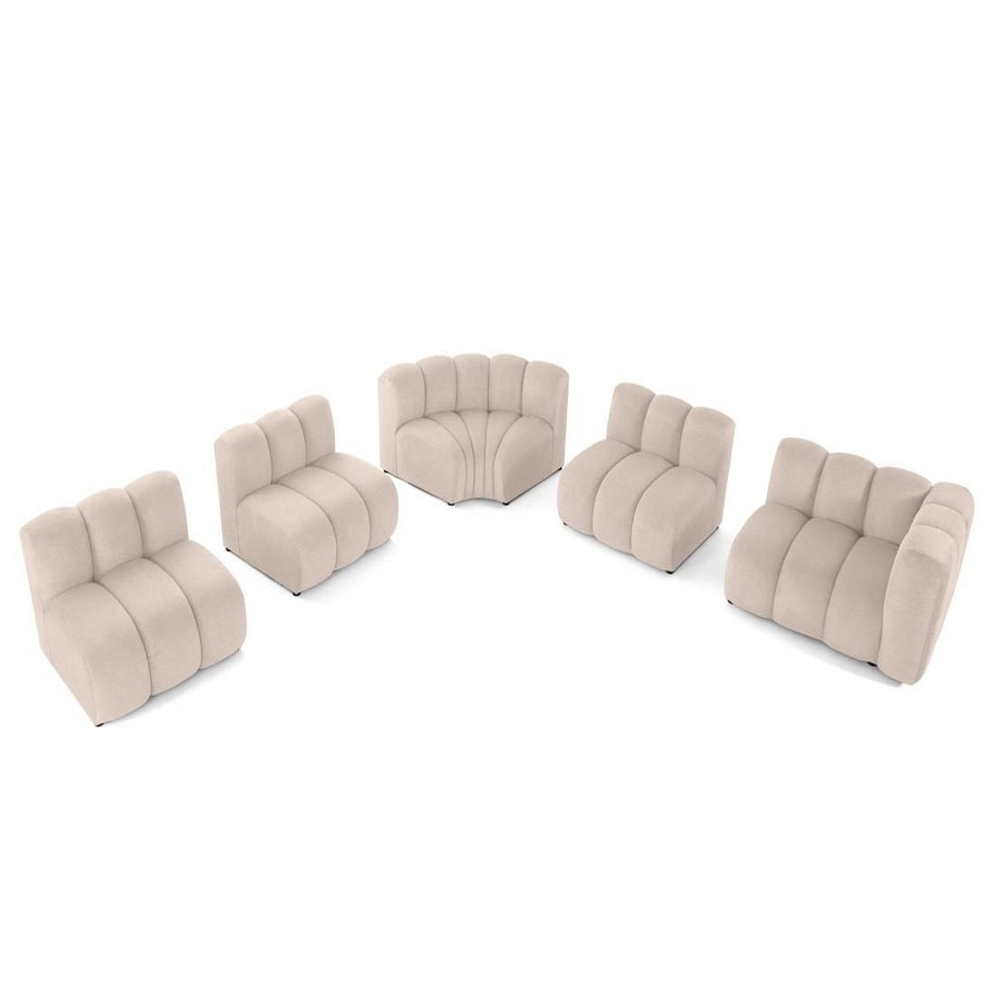 Voir la diapositive 2 : LISA DESIGN Debbie - canapé modulable d'angle gauche 5 places en tissu texturé