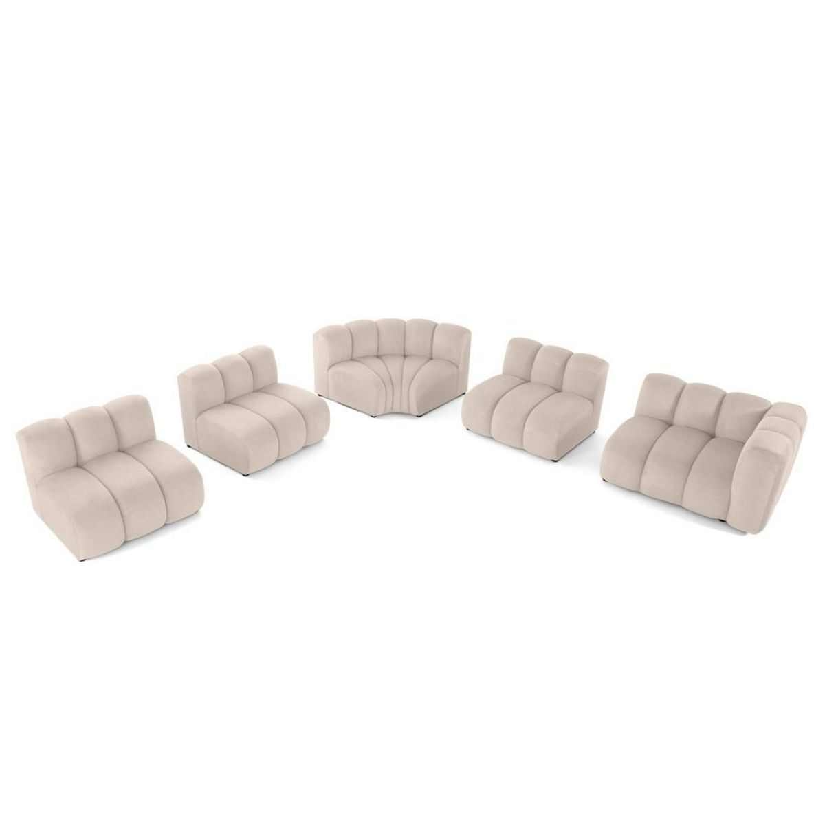 LISA DESIGN Debbie - canapé modulable d'angle gauche 5 places en tissu texturé