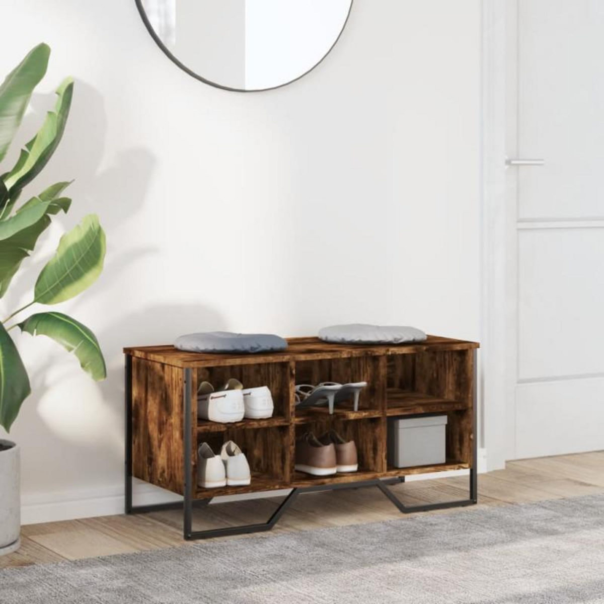 VIDAXL Armoire à chaussures chêne fumé 90x38x45,5 cm bois d ingénierie