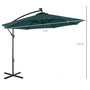 Voir la diapositive 3 : OUTSUNNY Parasol déporté octogonal parasol LED inclinable manivelle piètement acier dim. Ø 3 x 2,6H m vert