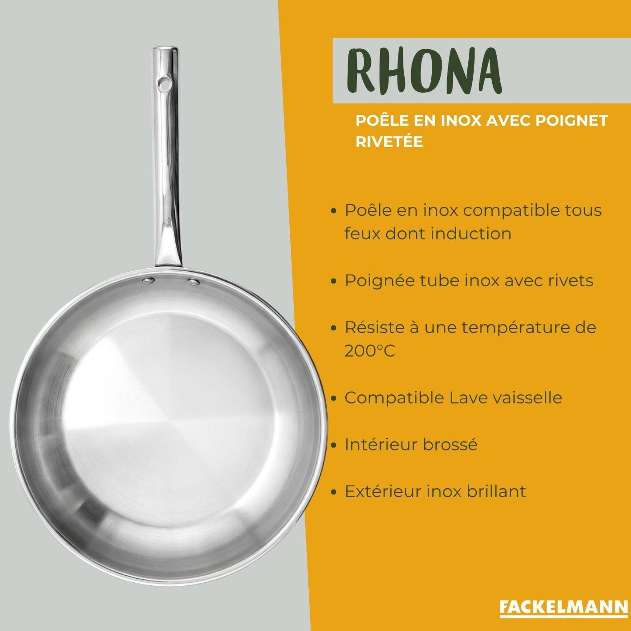 Voir la diapositive 3 : Fackelmann Lot de 2 poêles à frire en inox 20 et 28 cm avec couvercles fackelmann rhona