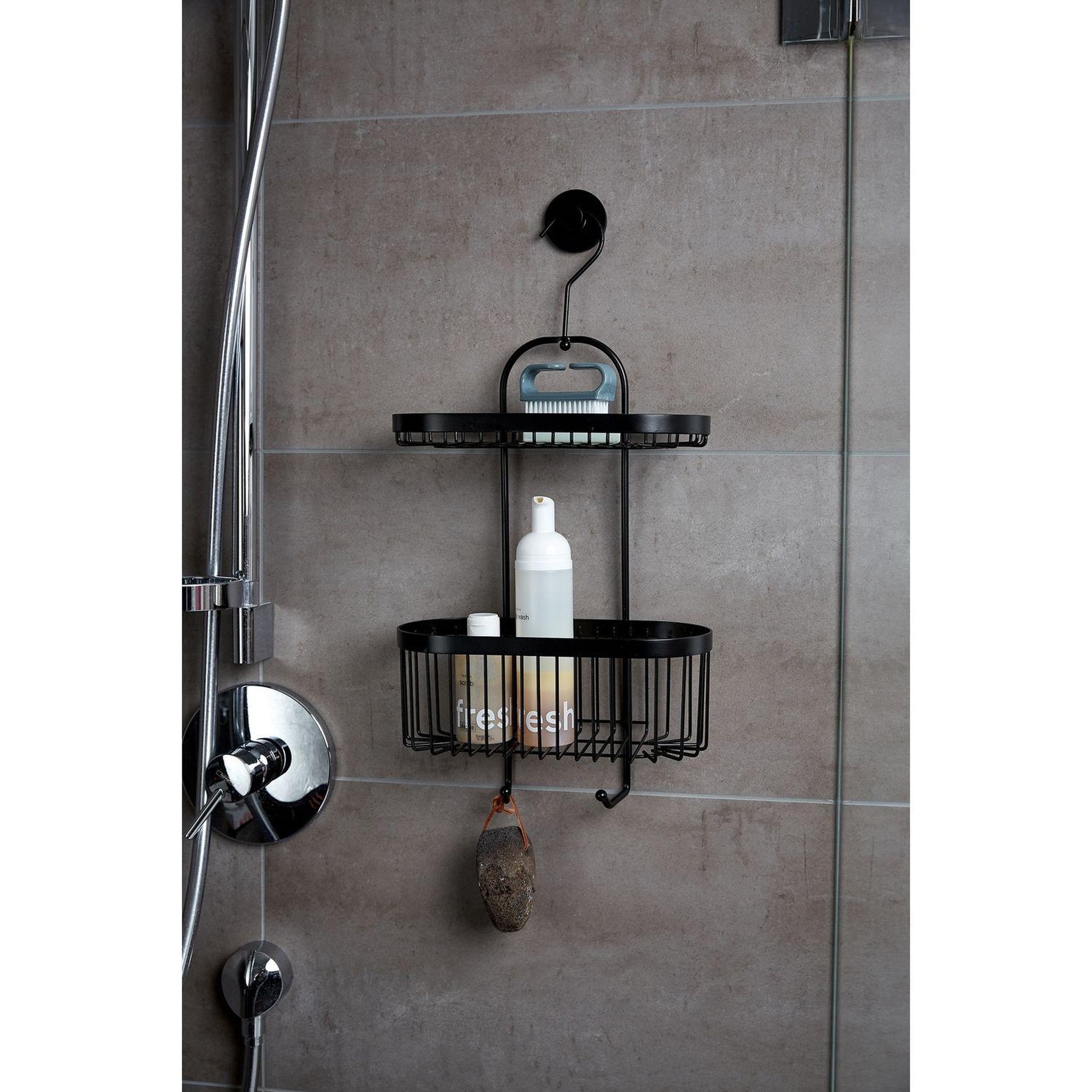 Voir la diapositive 4 : Wenko Etagère de douche à suspendre indus classic - l. 26 x h. 47 cm - noir