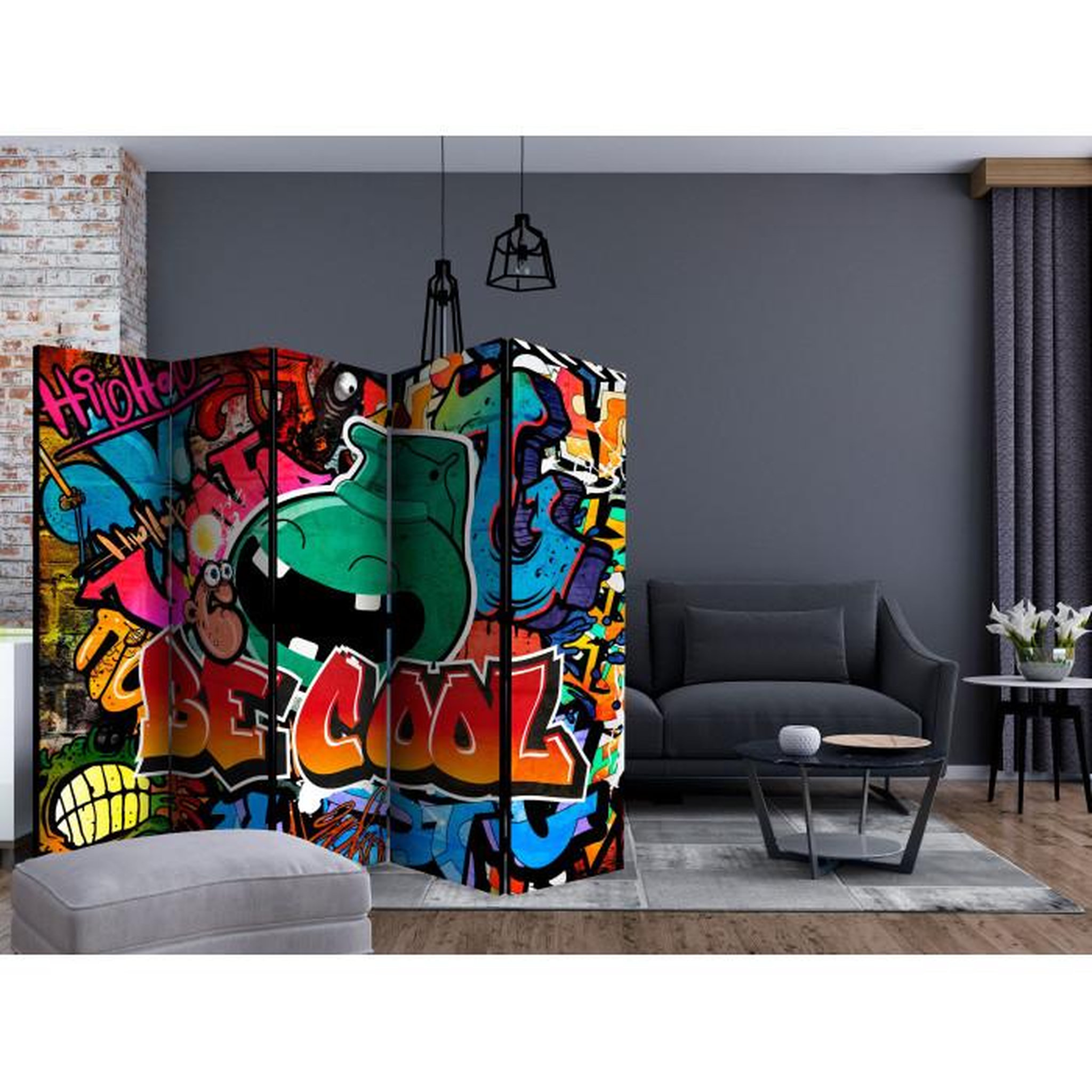 Voir la diapositive 2 : Paris Prix Paravent 5 Volets  Be Cool  172x225cm