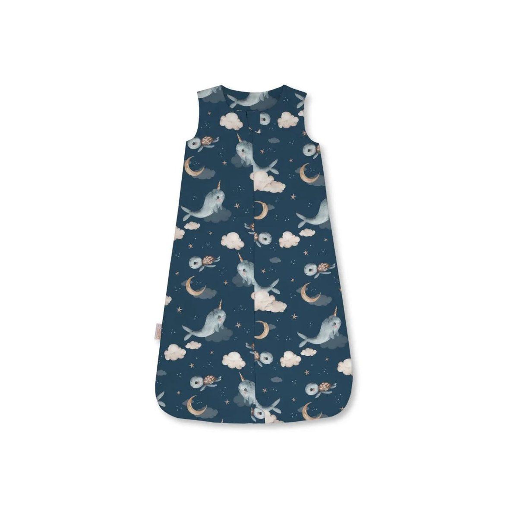 WALDIN Gigoteuse en bambou 50 × 90 cm 0,5 TOG - taille M - motif baleine, bleu foncé