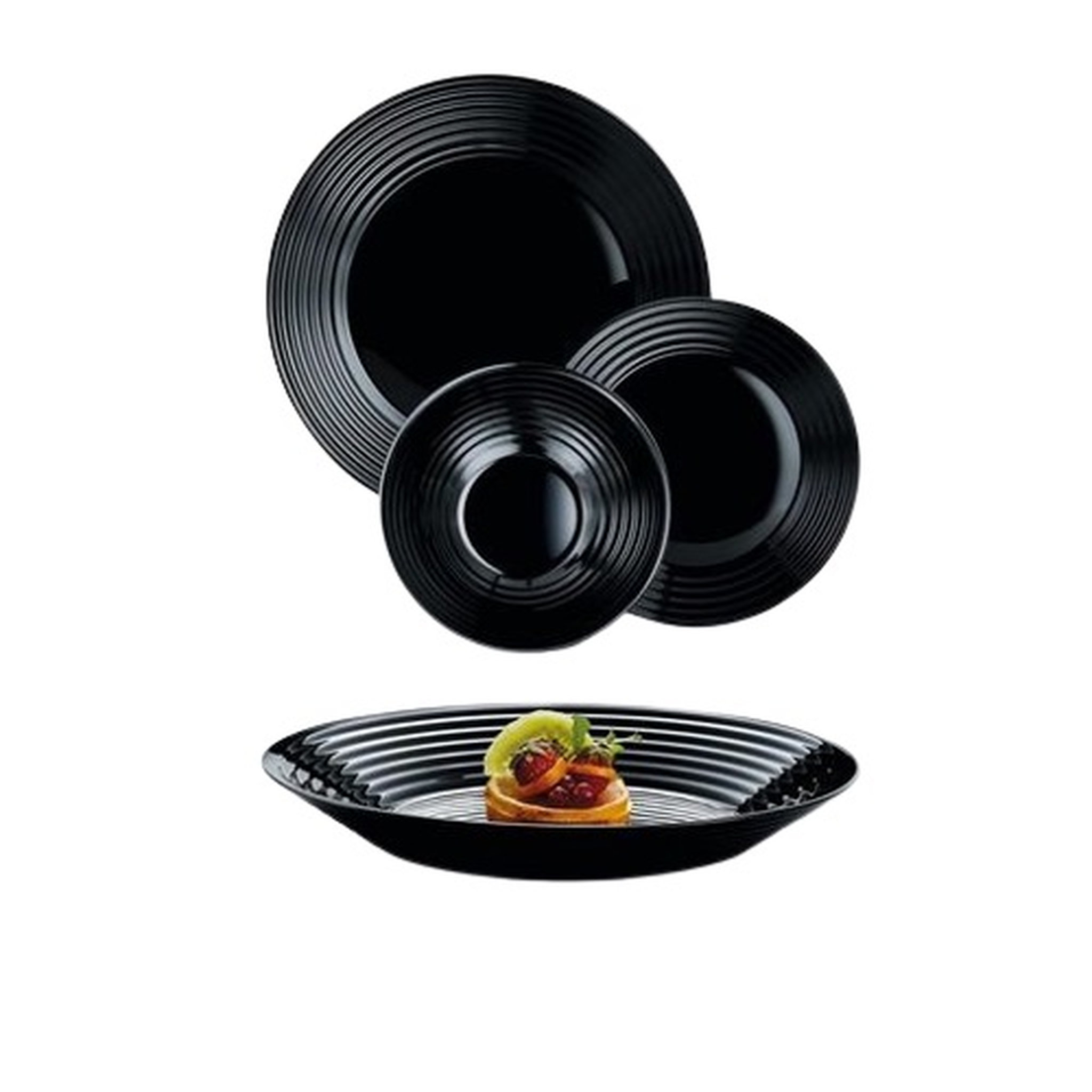 Voir la diapositive 1 : LUMINARC Service d'assiettes 18 pièces en verre HARENA Noir