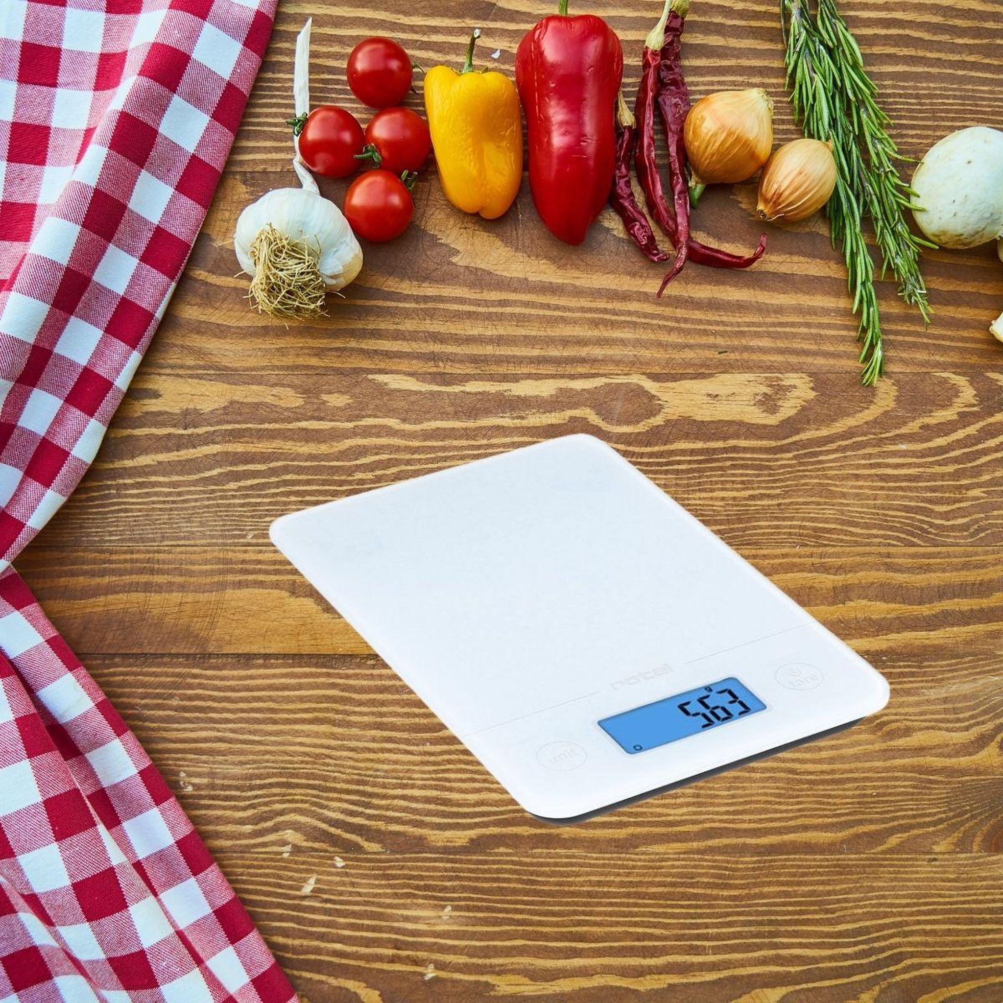 Voir la diapositive 2 : Rotel Balance de cuisine blanche électronique écran tactile rotel
