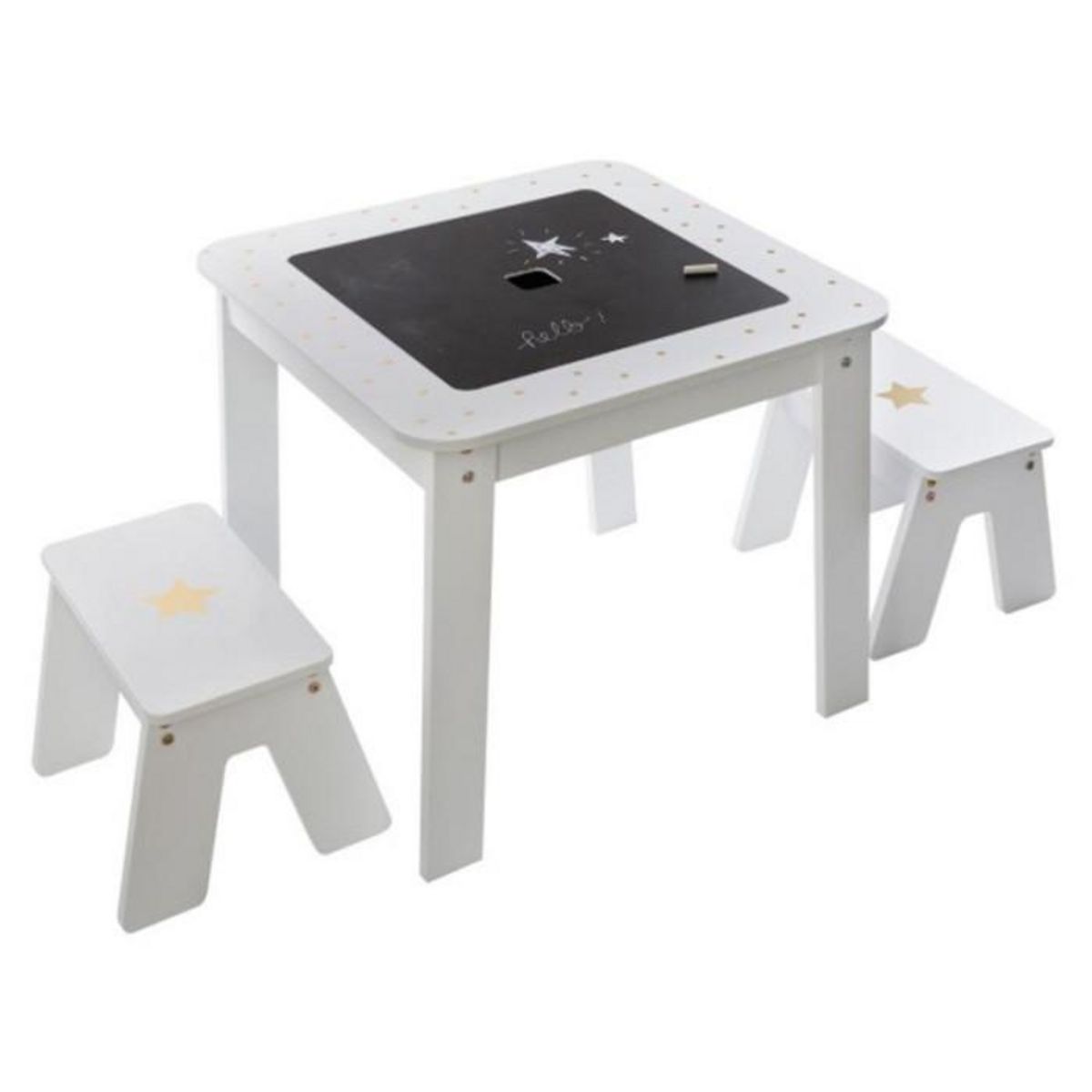 Atmosphera Kids Table Enfant & 2 Tabourets  Bac  57cm Or