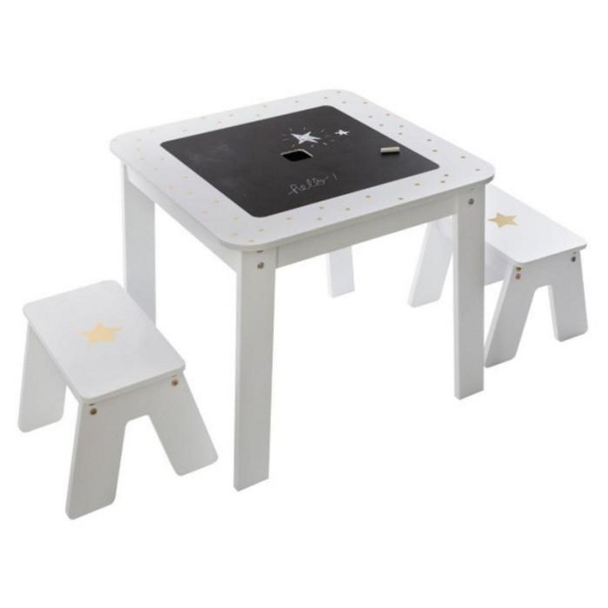Atmosphera Kids Table Enfant & 2 Tabourets  Bac  57cm Or