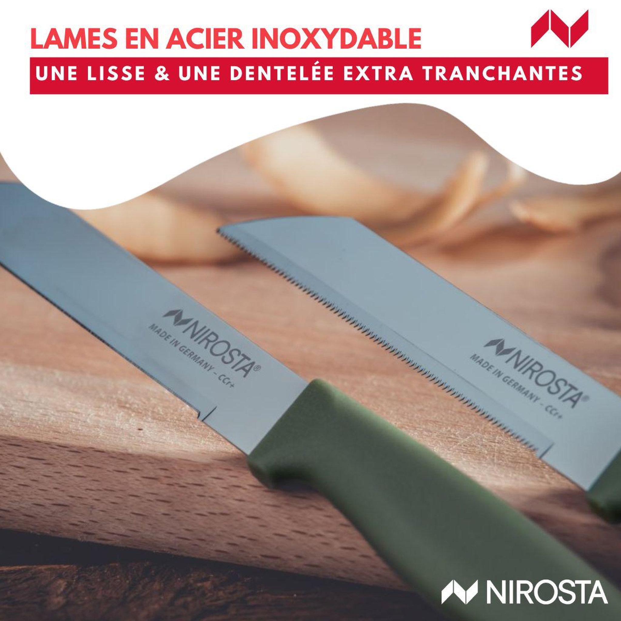 Voir la diapositive 5 : NIROSTA Set de 2 couteaux à légumes 19 cm nirosta elemental