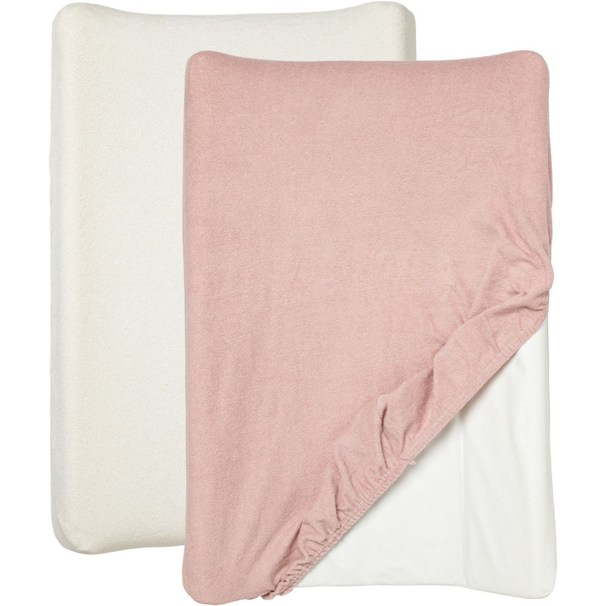Babycalin Lot de 2 housses matelas à langer 50x70cm rose/blanc
