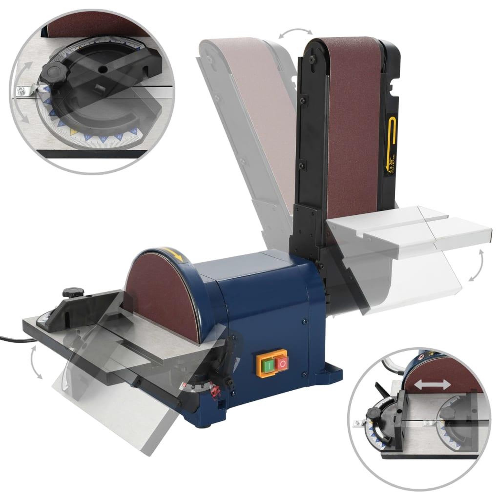 Voir la diapositive 4 : VIDAXL Ponceuse a disque et a bande electrique 500 W 200 mm