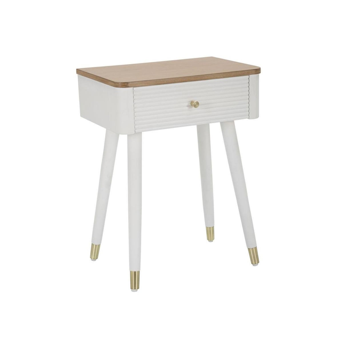Paris Prix Table de Chevet 1 Tiroir  Matera  62cm Blanc & Naturel