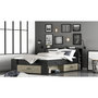 Voir la diapositive 1 : Lit 140 x190 cm avec tête de lit et rangements ILIAN