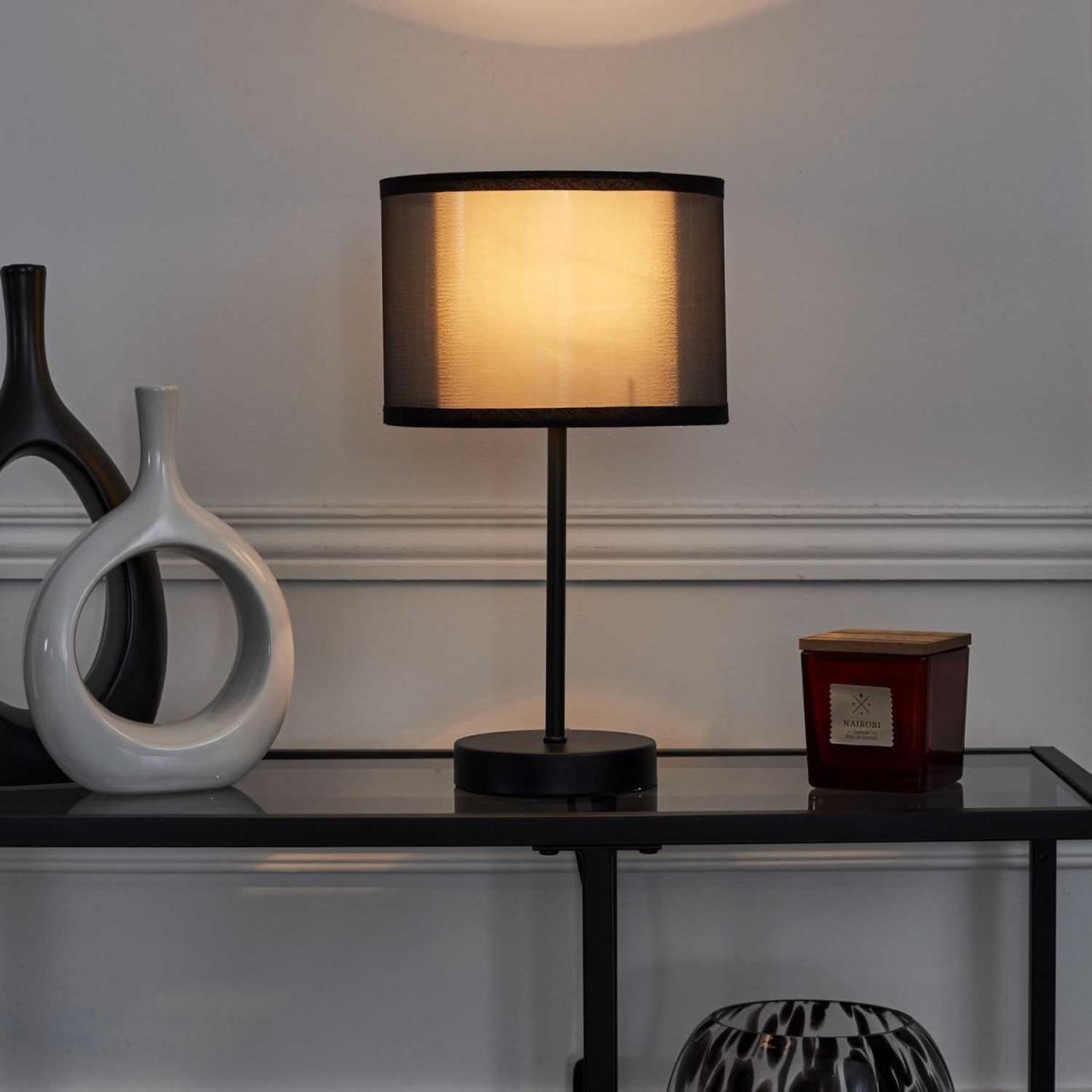 Voir la diapositive 5 : The Home Deco Factory Lampe à poser en métal  double  31cm noir