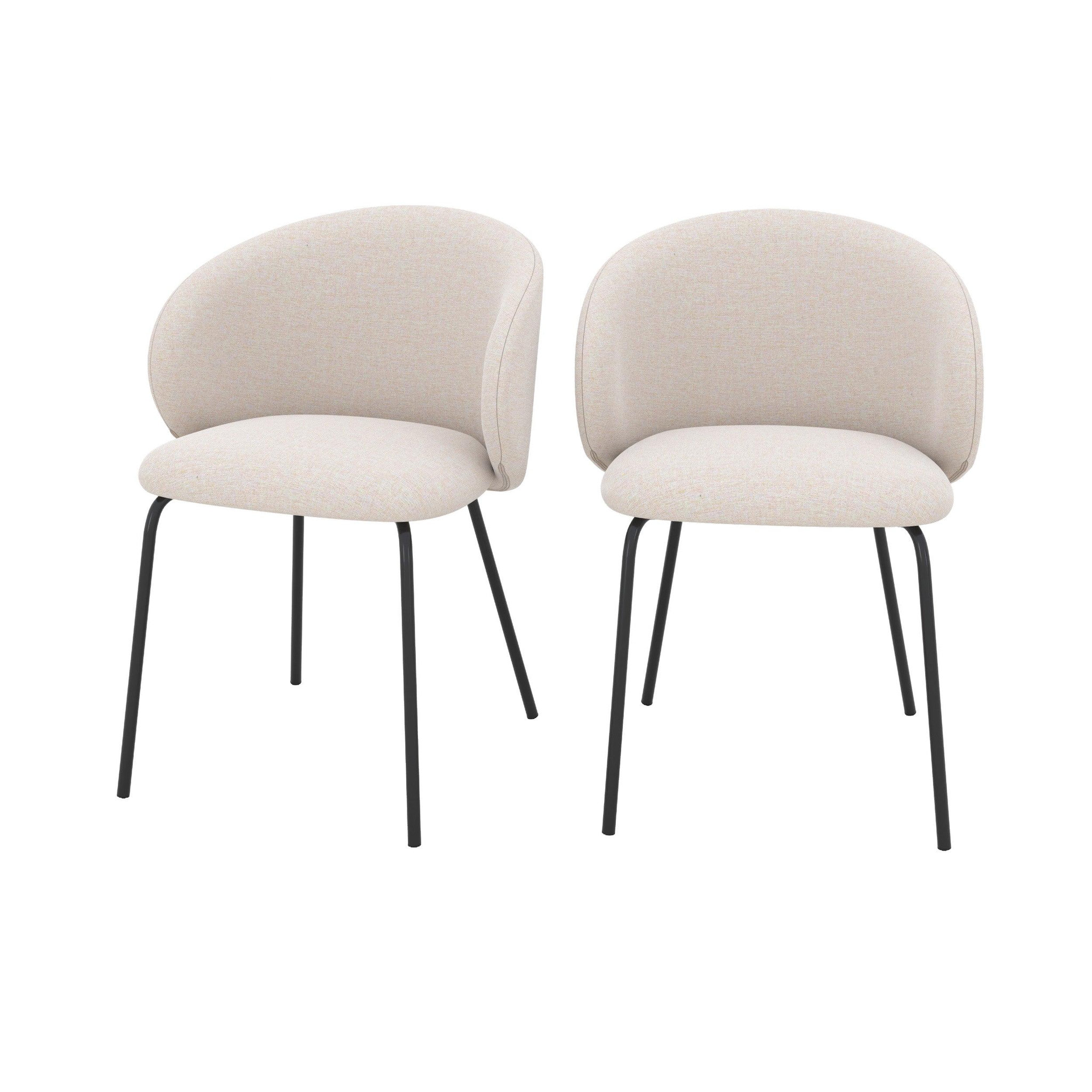 MAISON PAVANE Lot de 2 chaises en tissu beige et pieds en métal noir-victoria