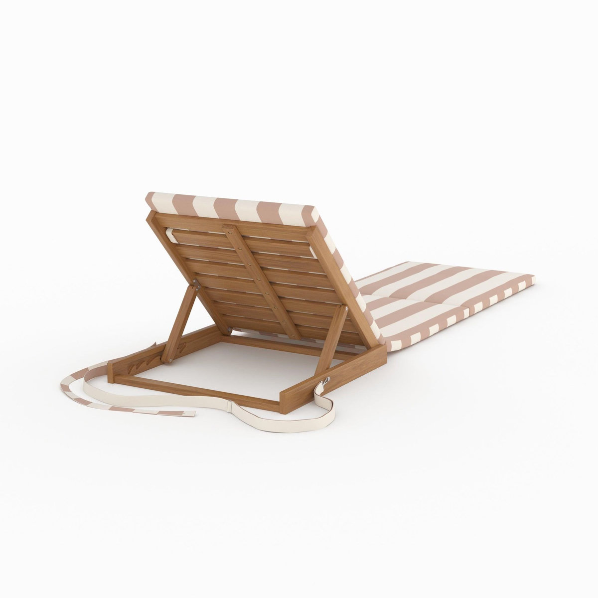 Rendez vous déco Chaise longue de plage pliable en tissu rayé écru et taupe-Balabac
