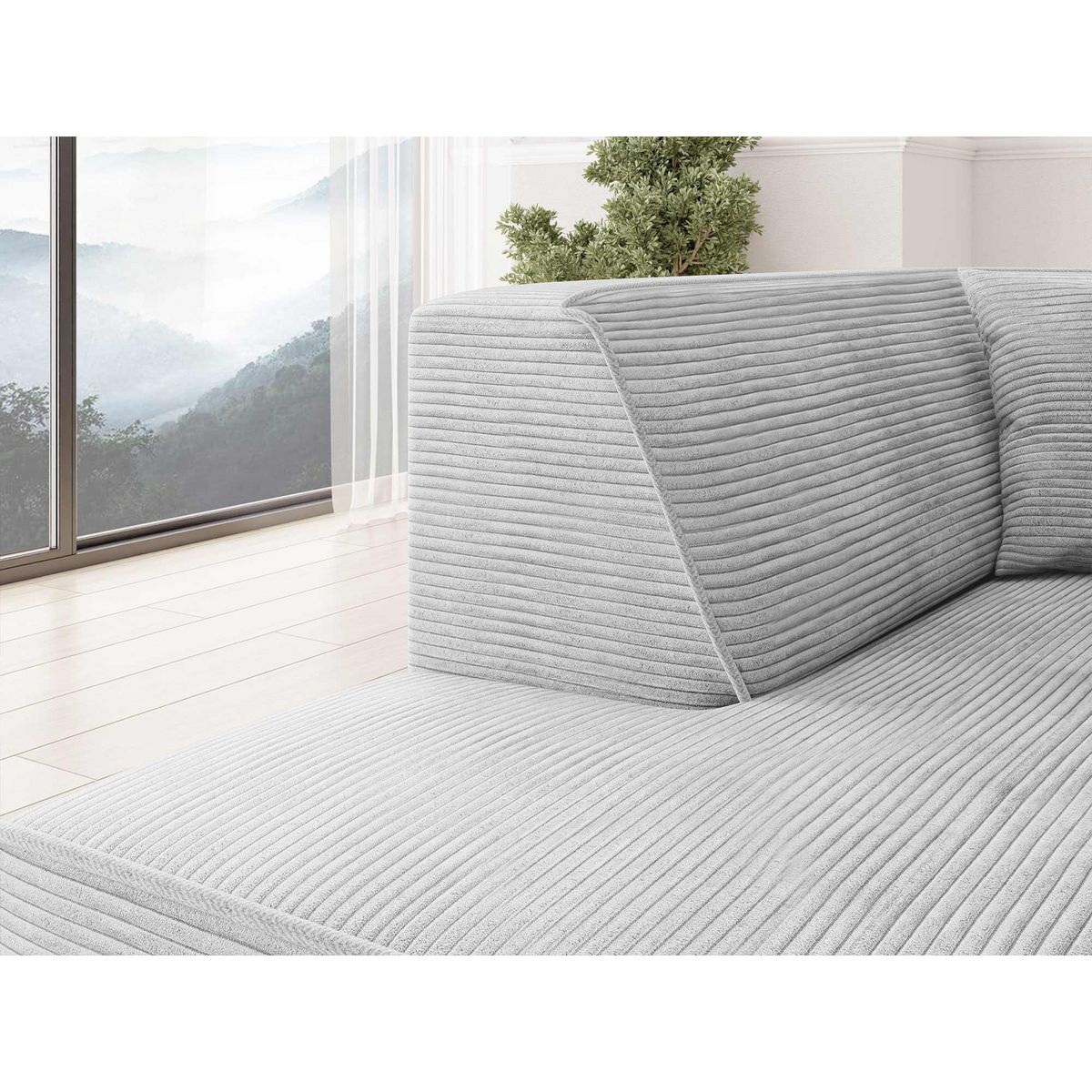 BEST MOBILIER Duchamp - canapé d'angle droit 5 places - en velours côtelé