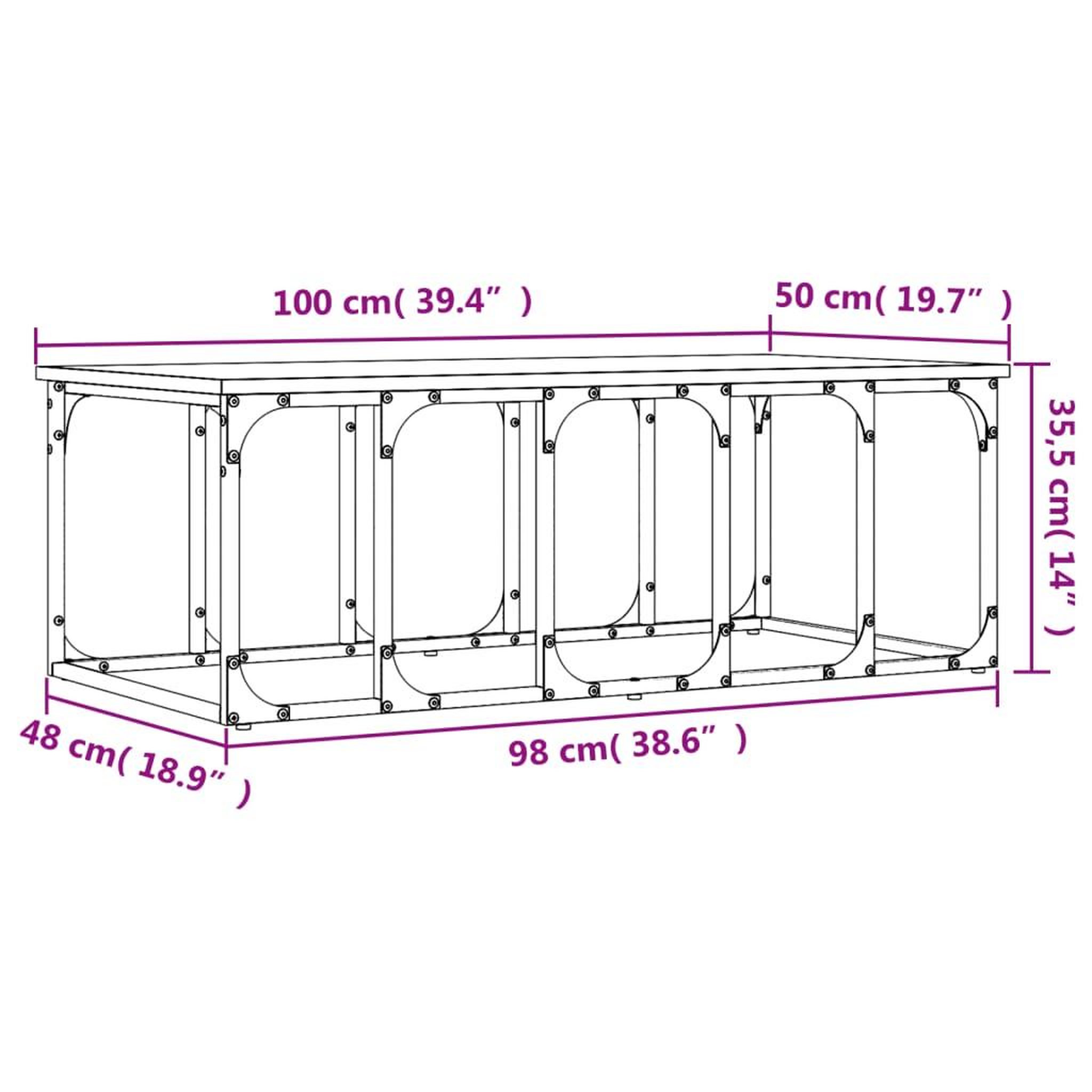 Voir la diapositive 6 : VIDAXL Table basse sonoma gris 100x50x35,5 cm bois d'ingenierie