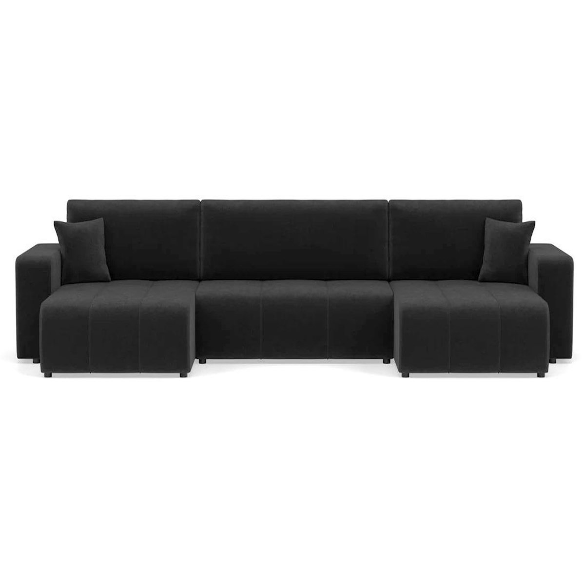 BEST MOBILIER Nicole - canapé panoramique en u 7 places convertible avec coffre en tissu