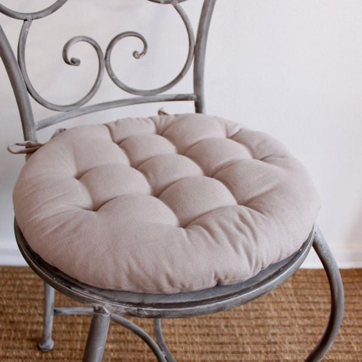 Paris Prix Galette de Chaise Piquée Uni  Panama  38cm Naturel