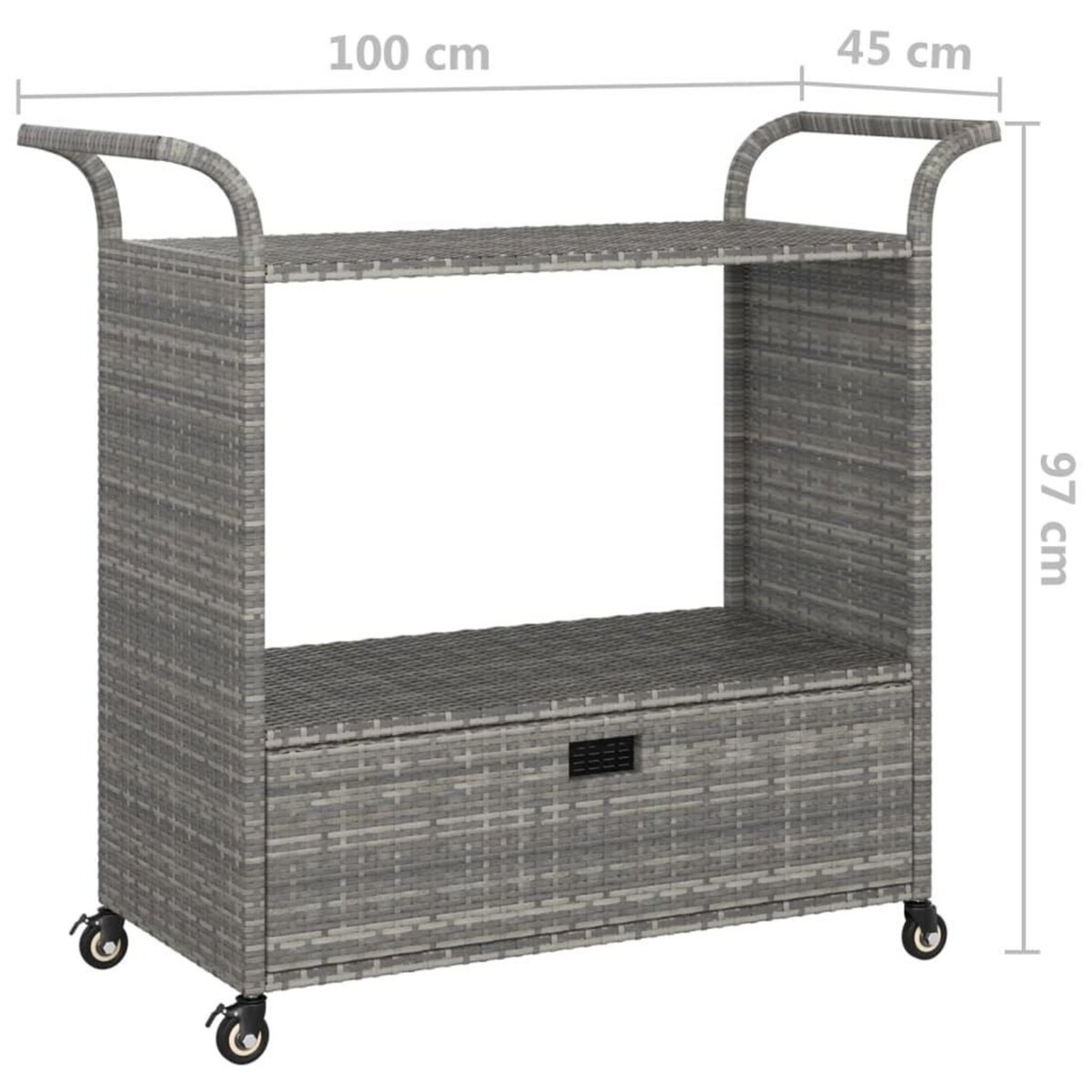 VIDAXL Chariot de bar avec tiroir Gris 100x45x97 cm Resine tressee
