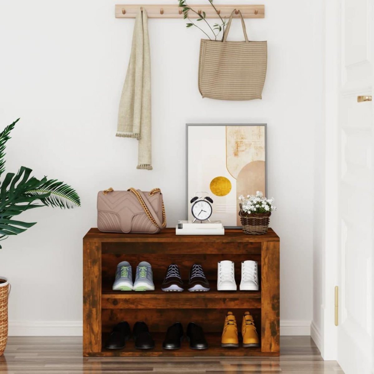 VIDAXL Etagere a chaussures Chene fume 75x35x45 cm Bois d'ingenierie