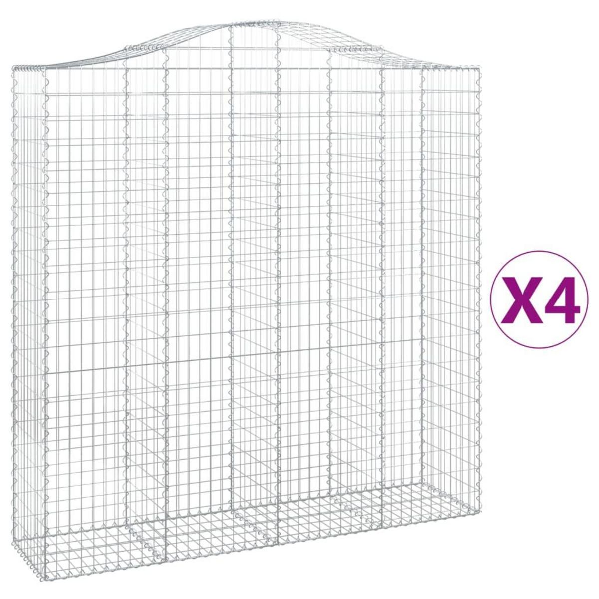VIDAXL Paniers a gabions arques 4 pcs 200x50x200/220 cm Fer galvanise